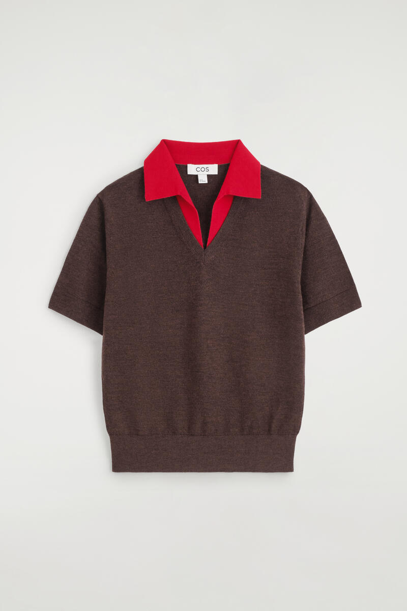 Merino Wool Layered Polo Shirt