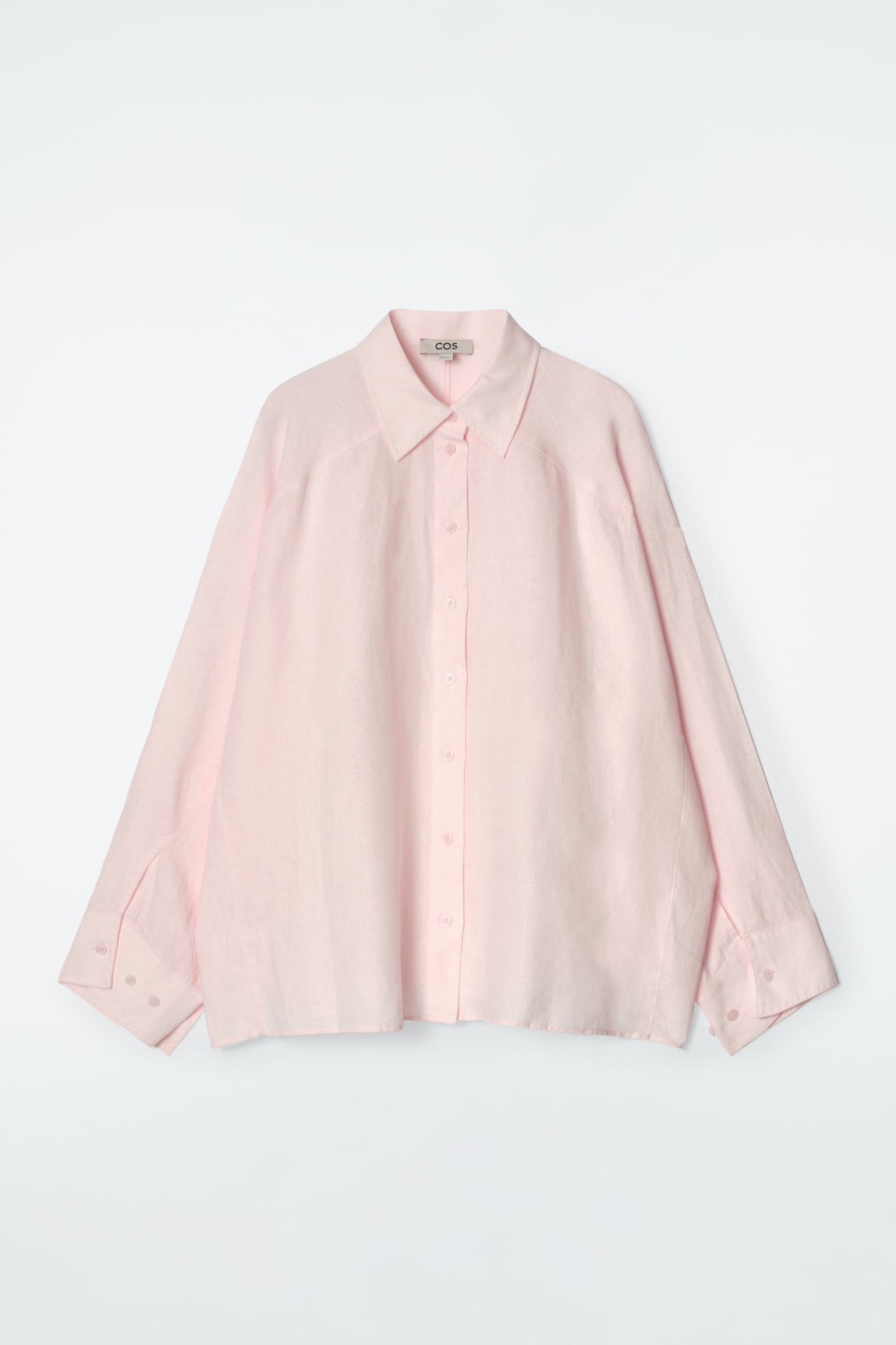 CHEMISE EN LIN SILHOUETTE CARRÉE - ROSE POUDRÉ/BLEU COBALT/NOIR - 2