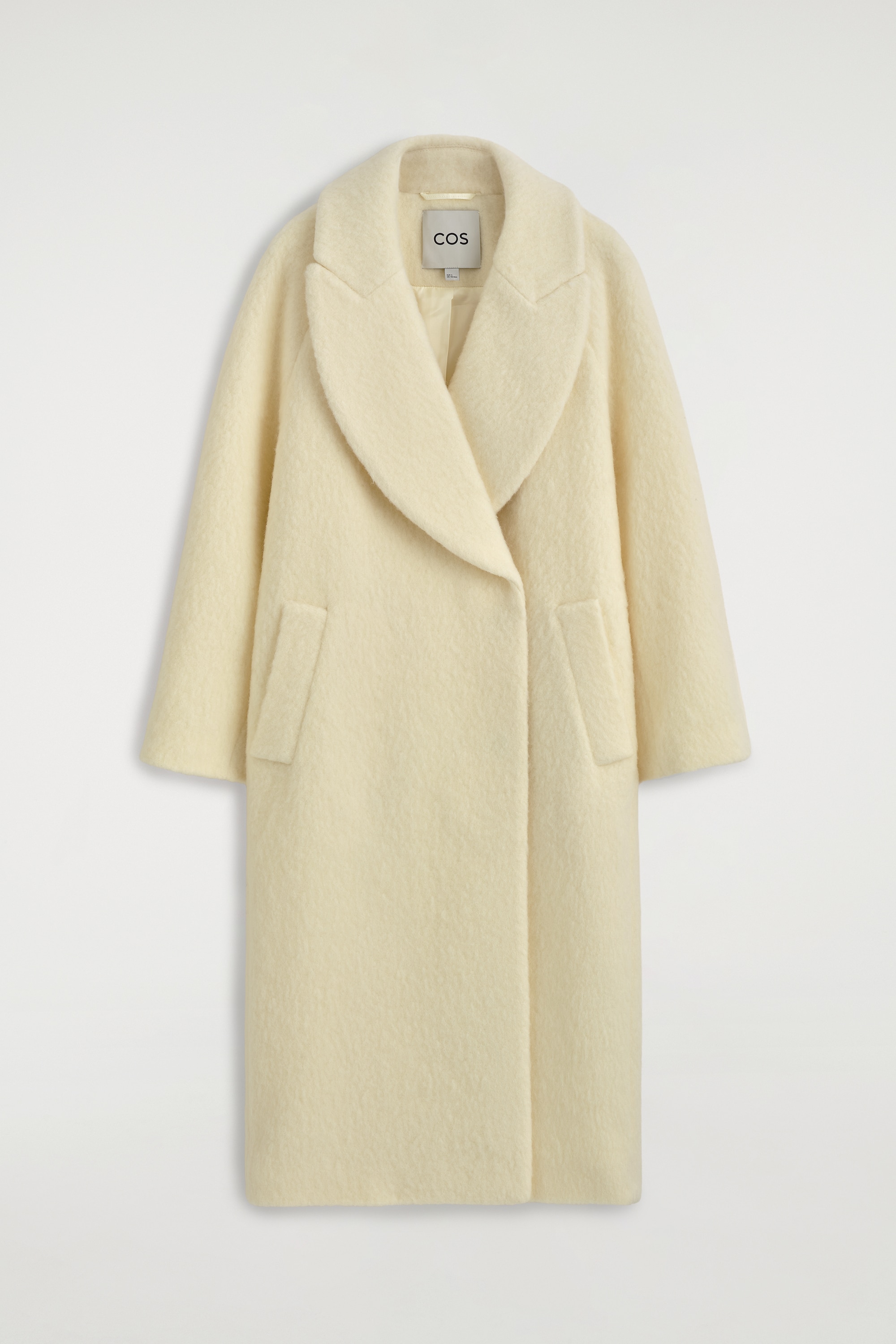 MANTEAU LONG EN LAINE BROSSÉE - CRÈME