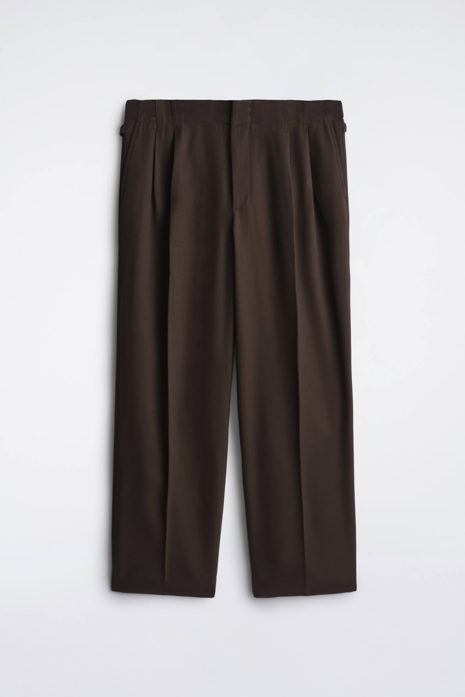 PLEATED RELAXED-FIT STRAIGHT-LEG TROUSERS - ТЪМНО КАФЯВО - 2