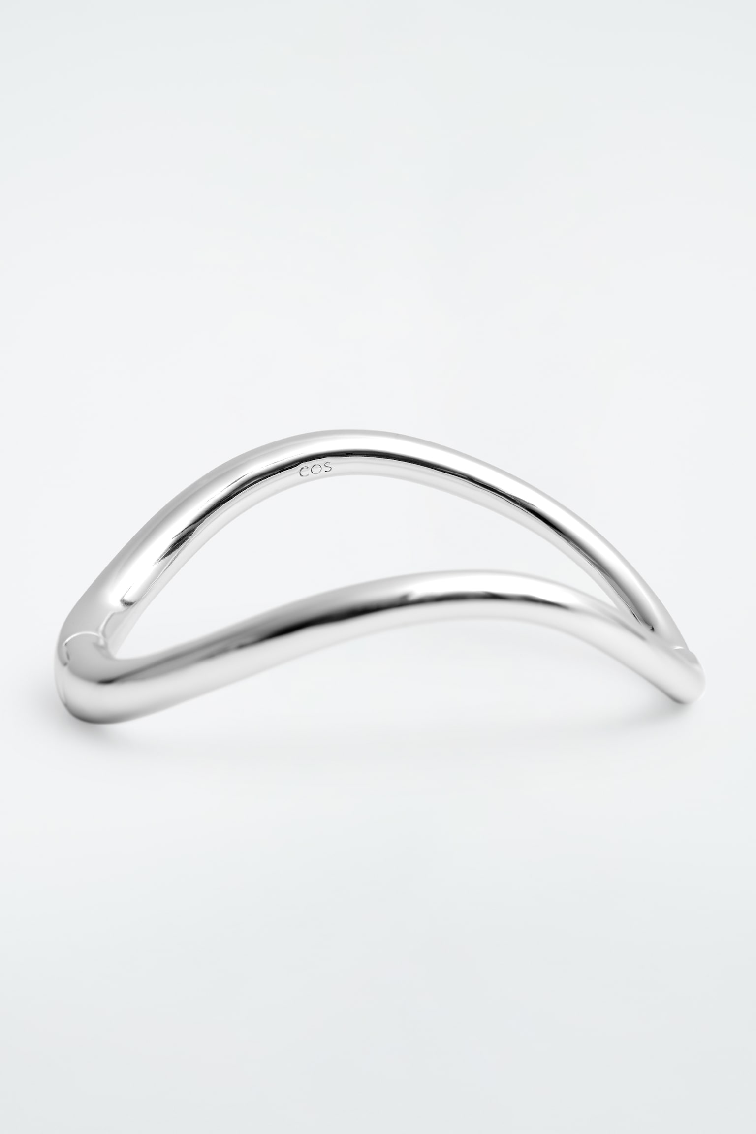 CURVED HINGED BANGLE - SILVER - 2