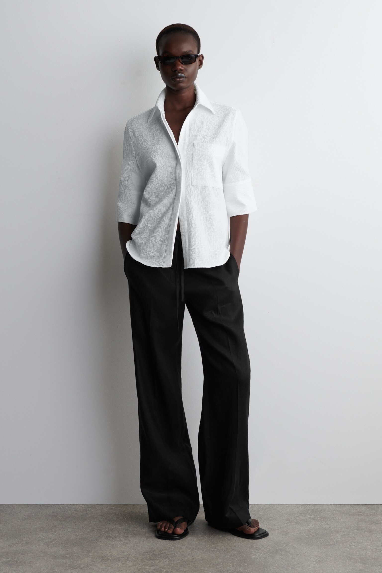 CAMICIA A RIGHE IN SEERSUCKER - BIANCO/MARRONE / NERO / RIGHE - 7