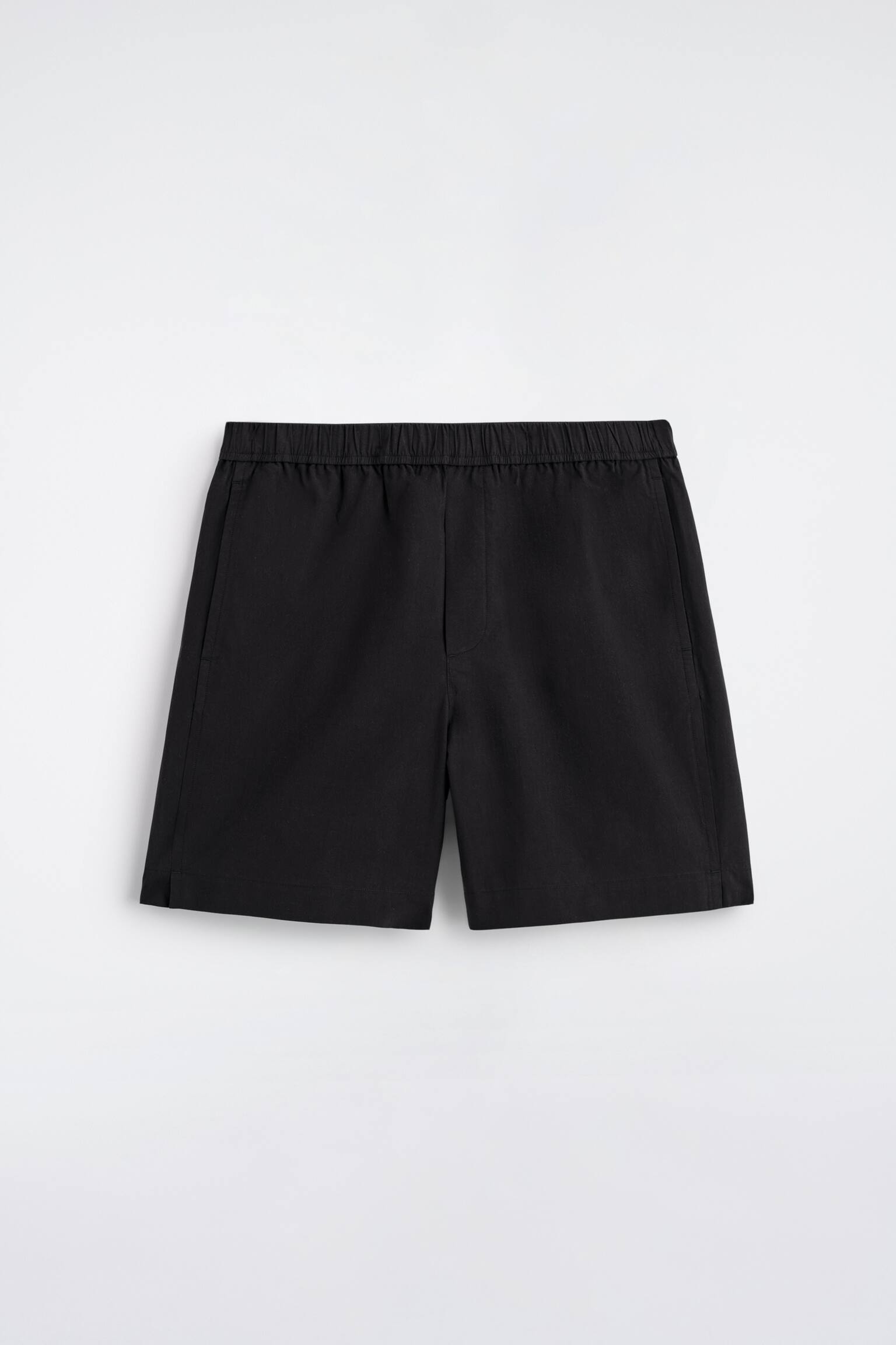 SHORT TAILLE ÉLASTIQUÉE EN COTON - NOIR - 1