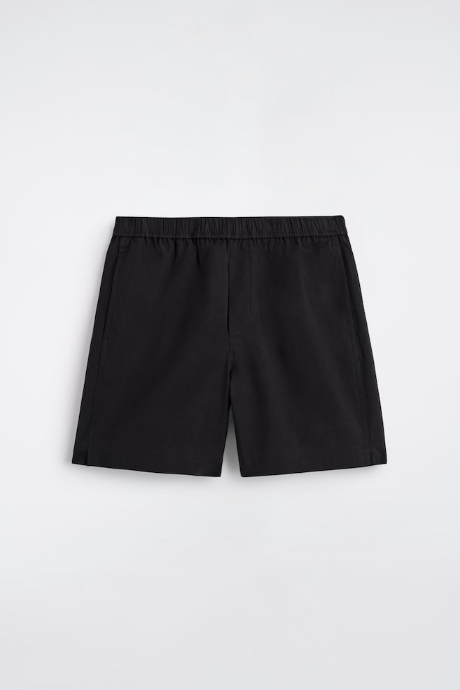 SHORT TAILLE ÉLASTIQUÉE EN COTON - NOIR - 1