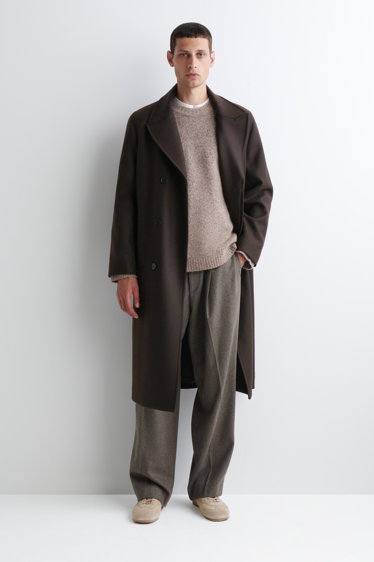 OVERSIZED ALPACA-BLEND CREW-NECK JUMPER - TAUPE MÉLANGE/BLUE MÉLANGE - 6