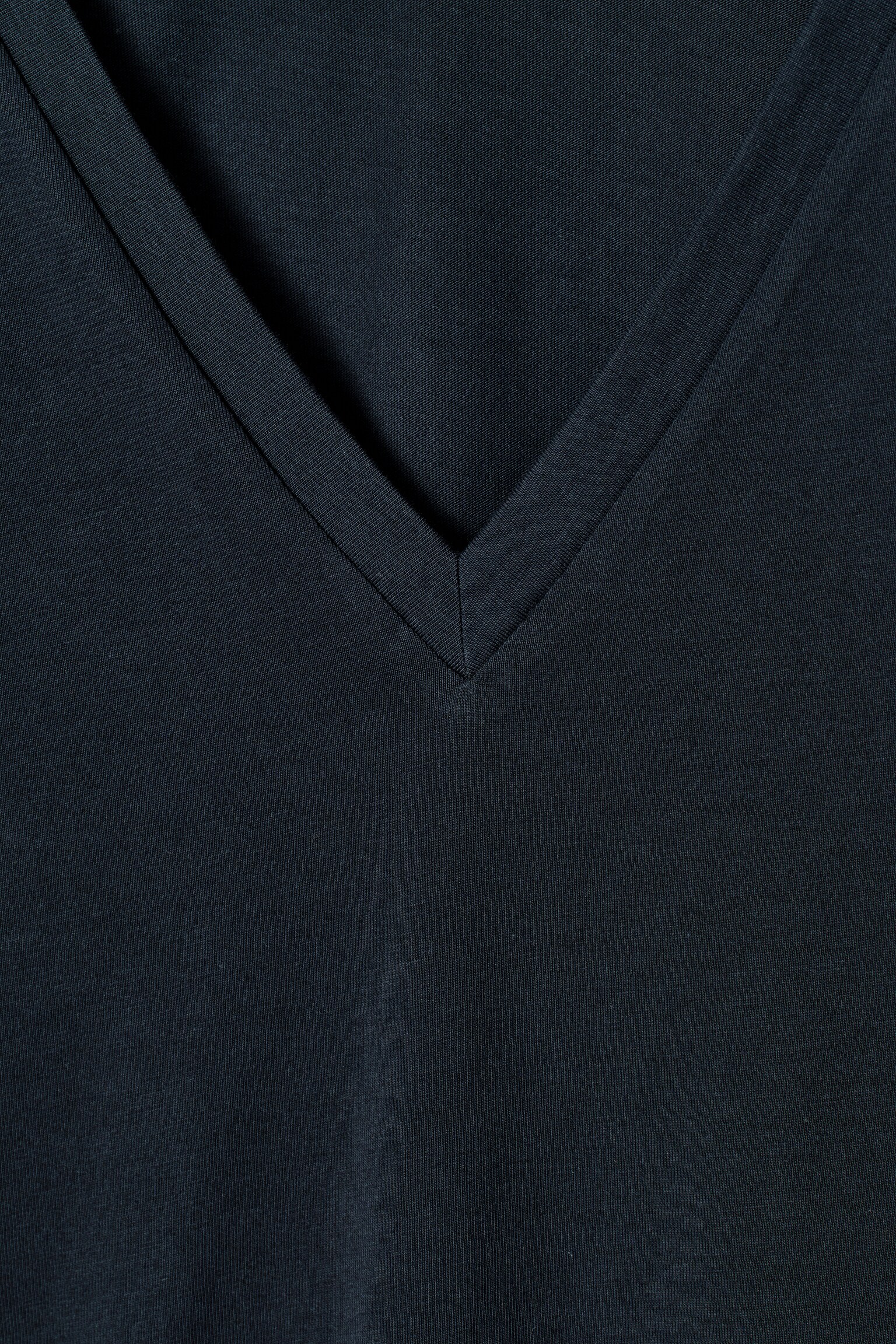T-SHIRT À COL EN V EN COTON - BLEU MARINE/GRIS CHINÉ/BLANC / RAYURES/BLANC/NOIR/BEIGE CLAIR / NON TEINT - 4