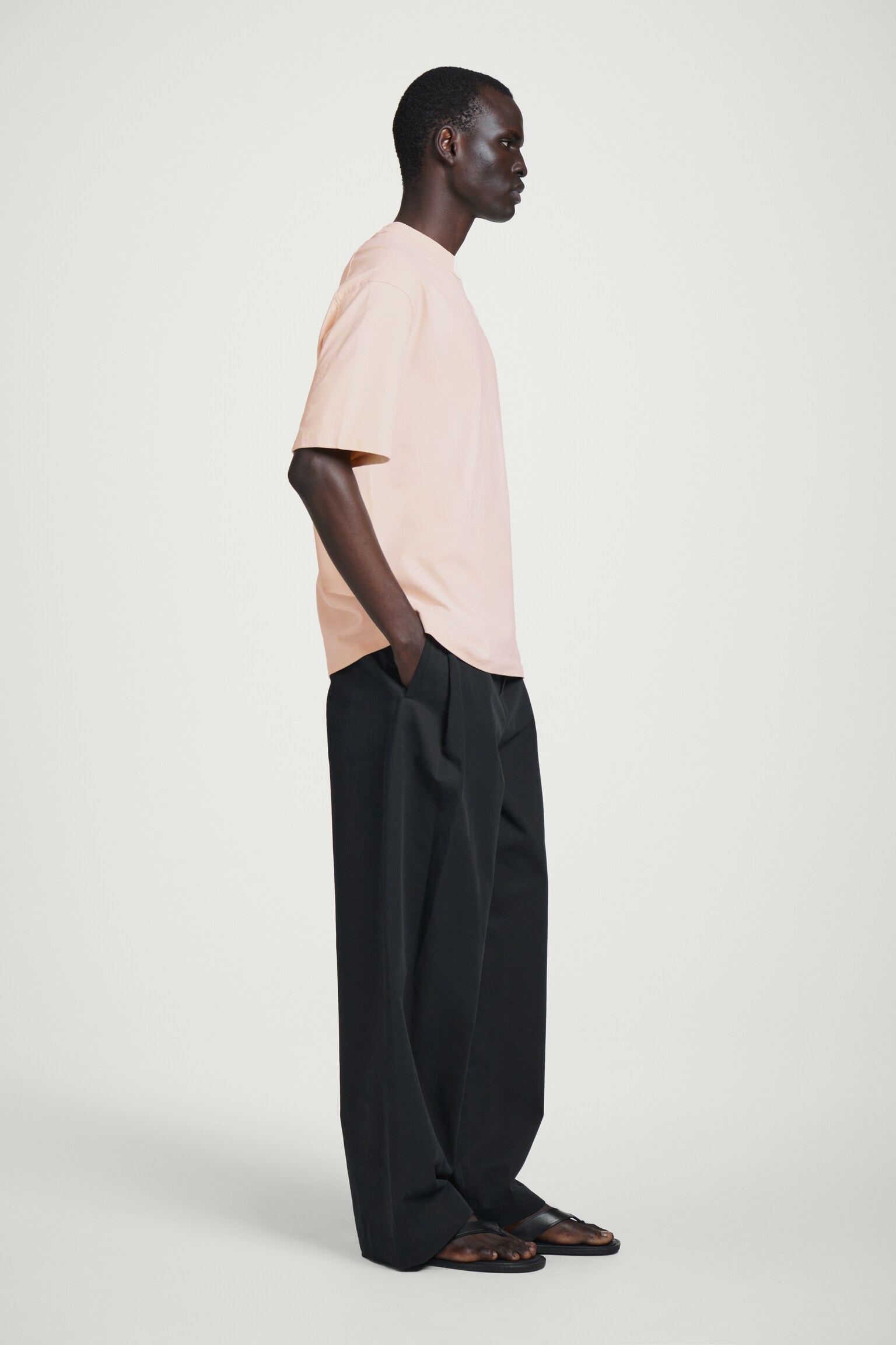 OVERSIZED WASHED-JERSEY MOCK-NECK T-SHIRT - APRICOT/BLACK/GREEN - 6