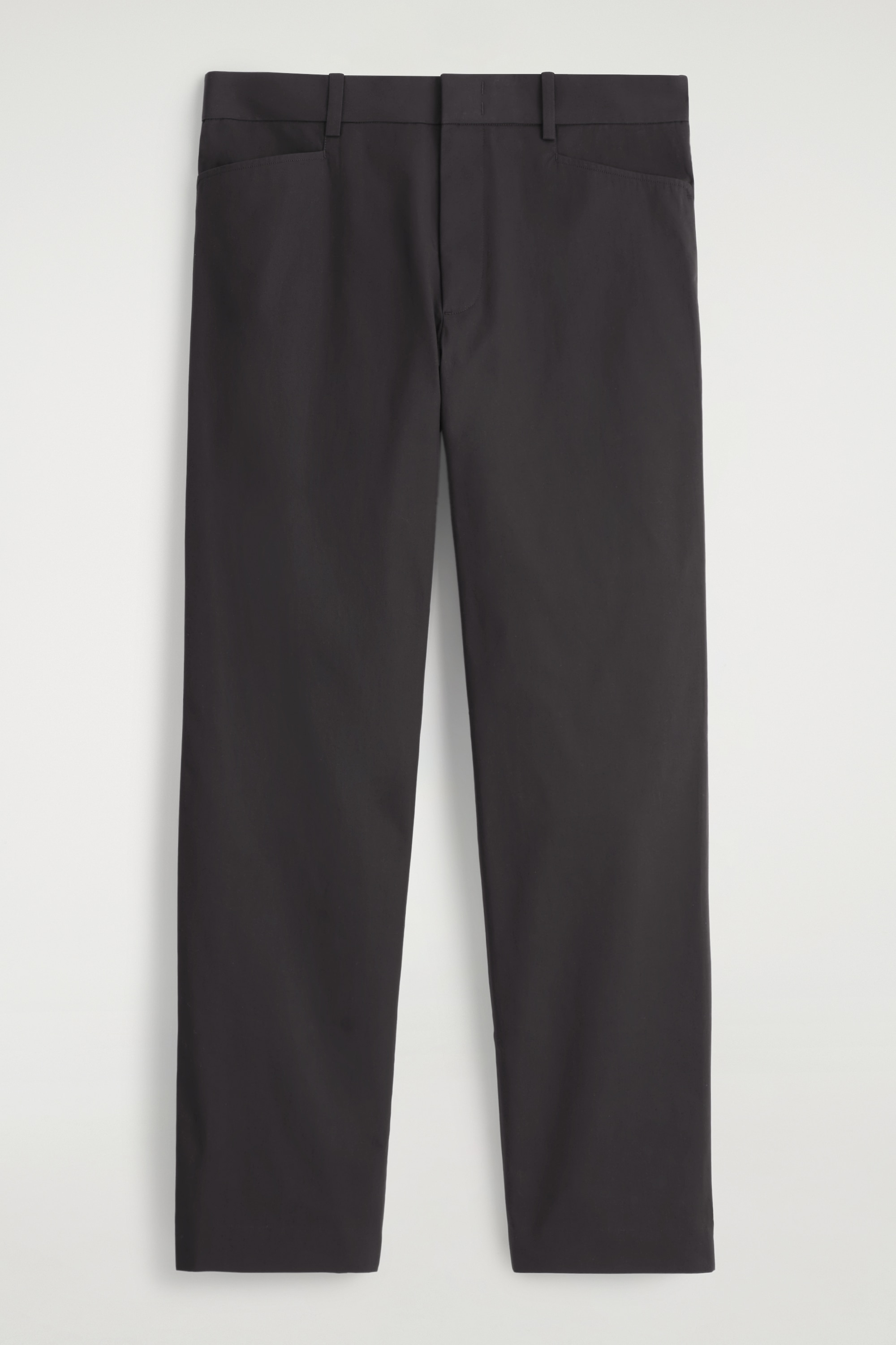 COTTON STRAIGHT-LEG TROUSERS - DARK BROWN/MOLE