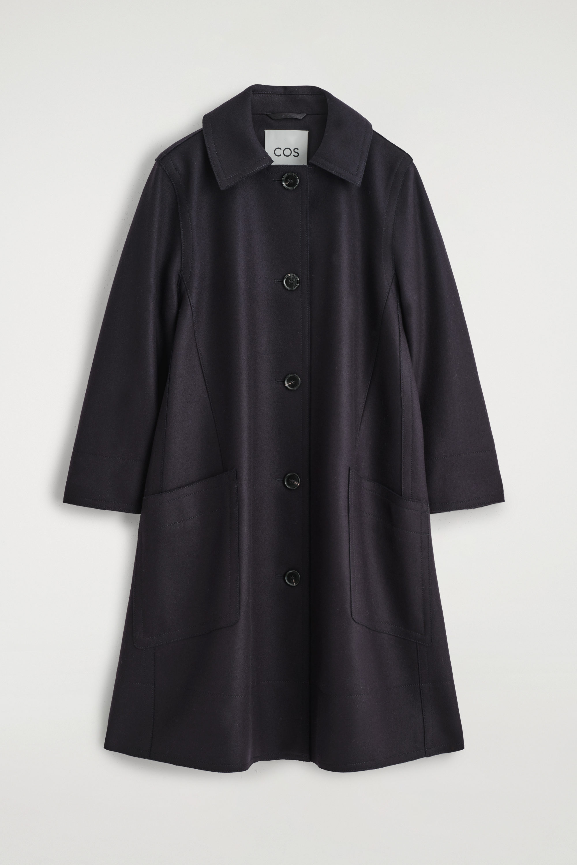 OVERSIZED DOUBLE-BREASTED WOOL COAT - BLACK | COS
