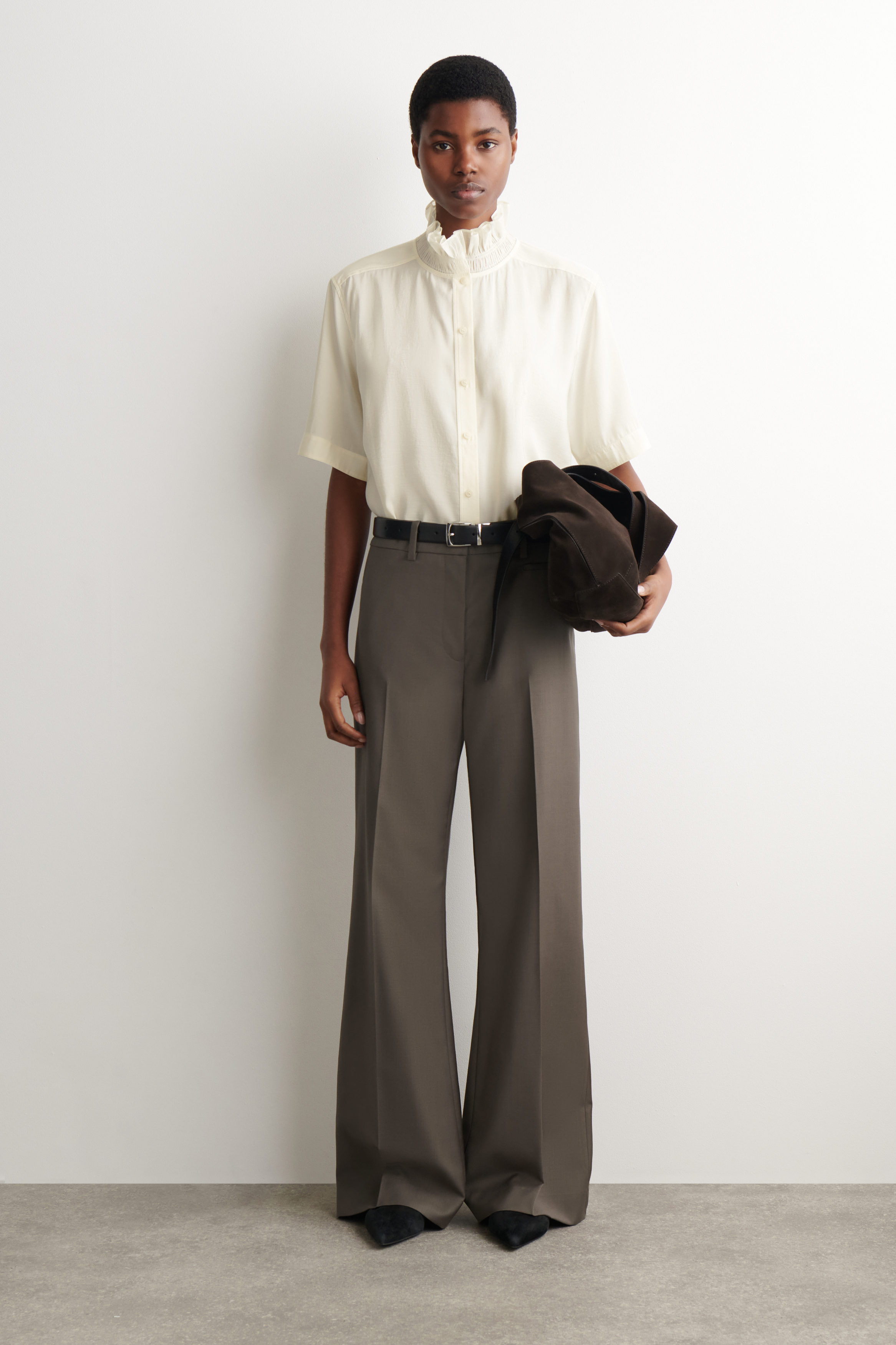 RUFFLE-COLLAR MODAL BLOUSE - IVORY | COS US