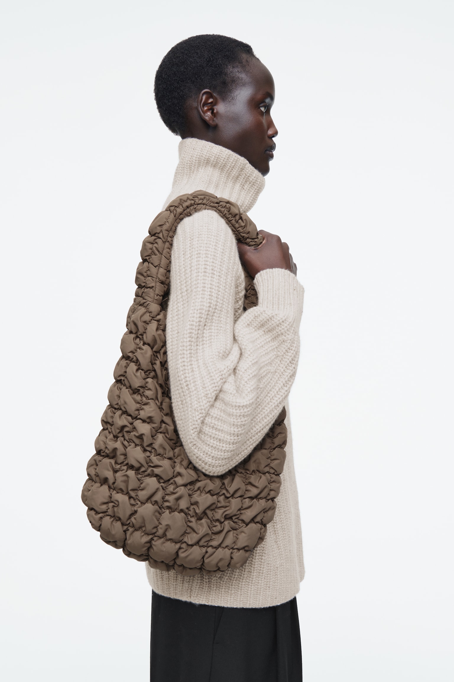 MINI TOTE BAG MATELASSÉ - TAUPE FONCÉ
