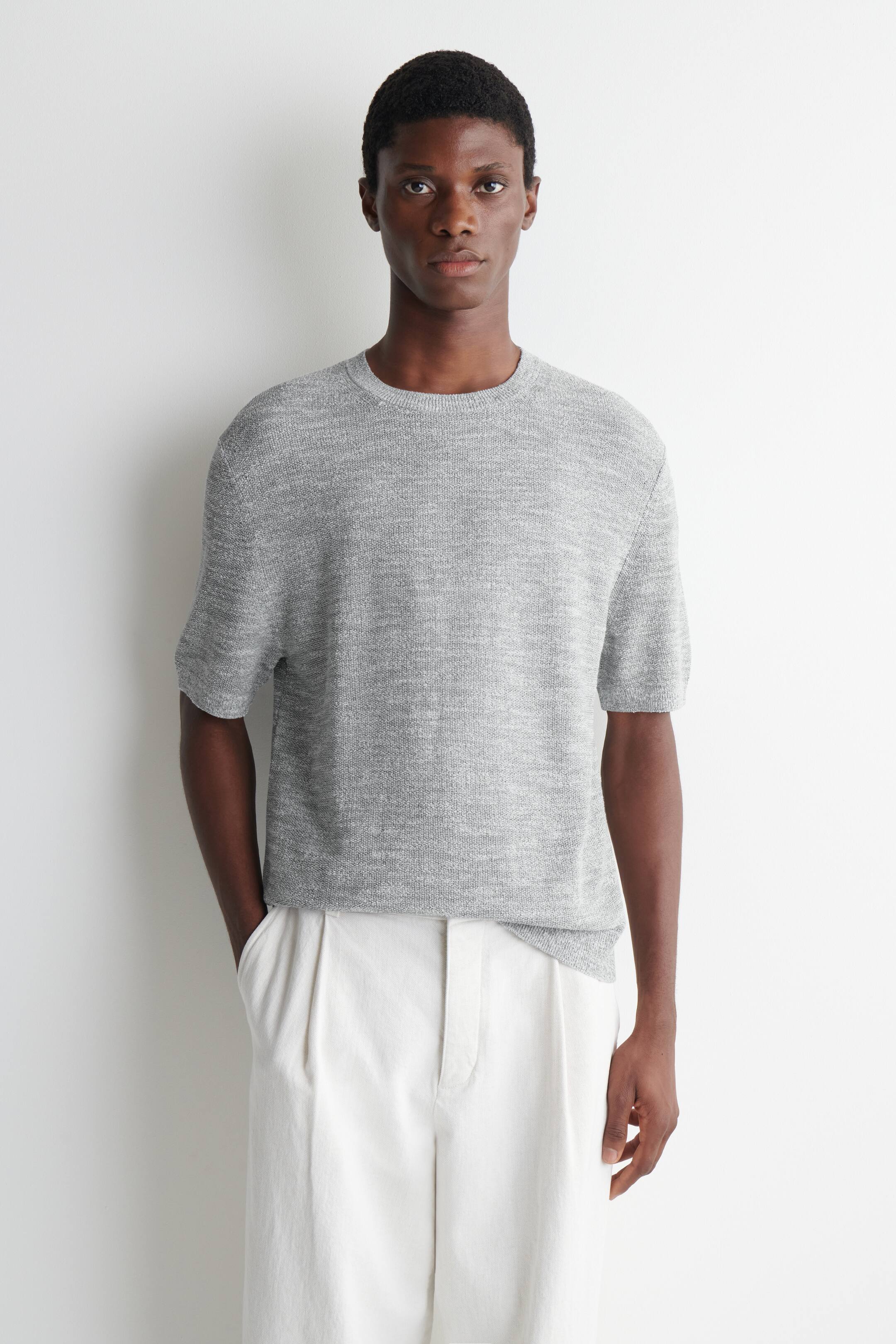 Größeres Bild anzeigen: LOCKERES T-SHIRT AUS BOUCLÉ-STRICK - GRAU MELIERT - Men | H&M AT 1