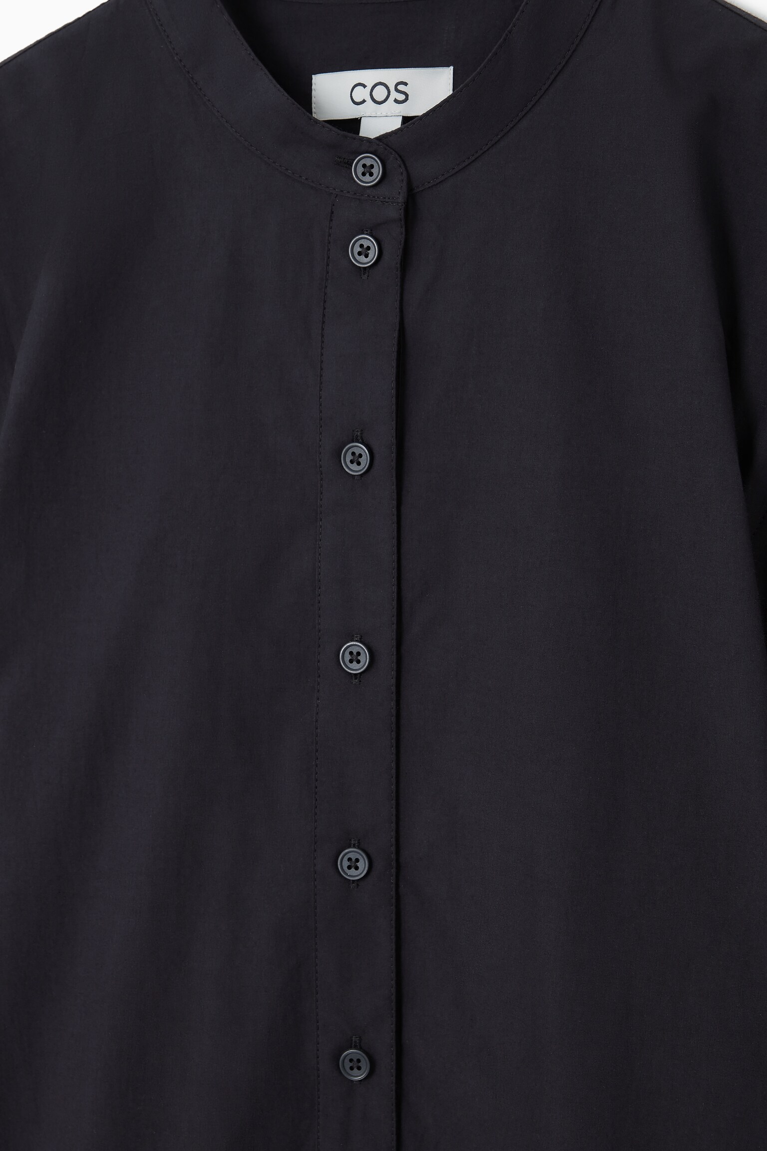 COLLARLESS MINI SHIRT DRESS - NAVY/ORANGE - 2