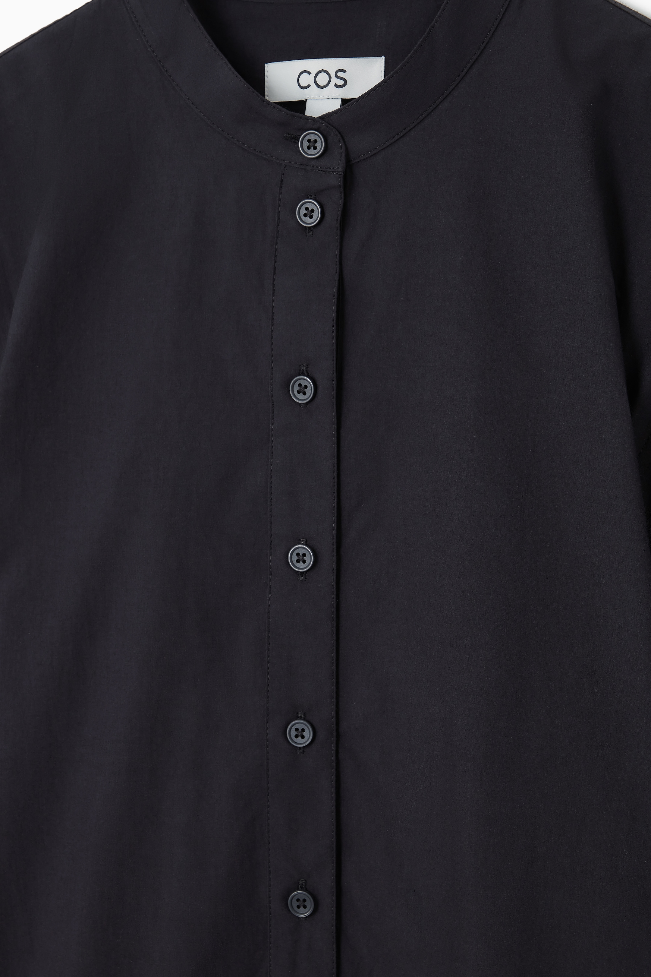Agrandir l'image: ROBE-CHEMISE COURTE SANS COL - BLEU MARINE - FEMME | H&M CH 2