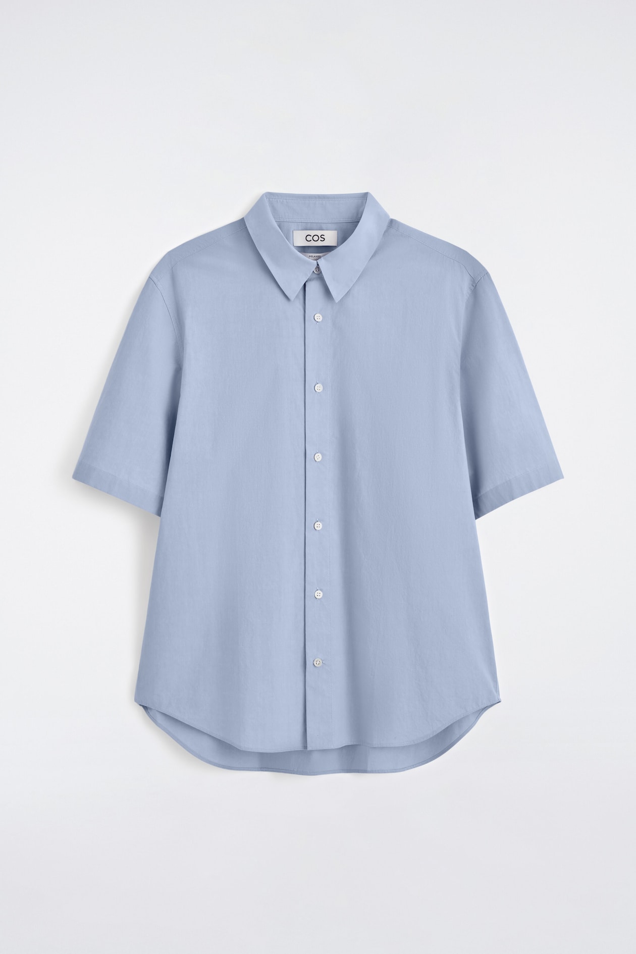 RELAXED COTTON SHORT-SLEEVED SHIRT — LIGHT BLUE
