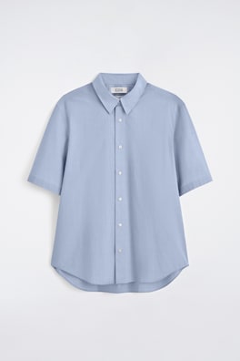RELAXED COTTON SHORT-SLEEVED SHIRT — LIGHT BLUE 9
