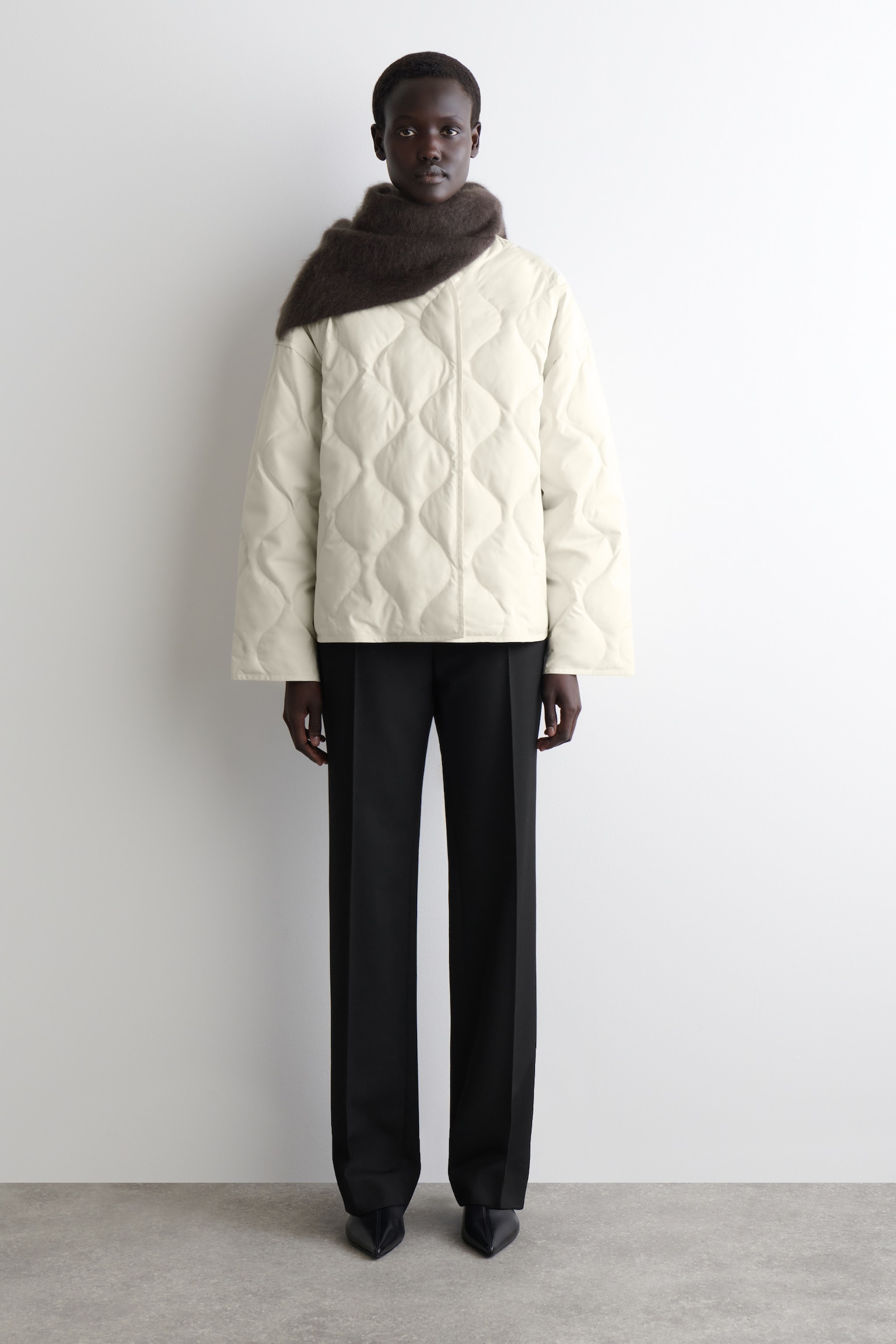 VESTE OVERSIZE MATELASSÉE - IVOIRE/BRUN FONCÉ - 5