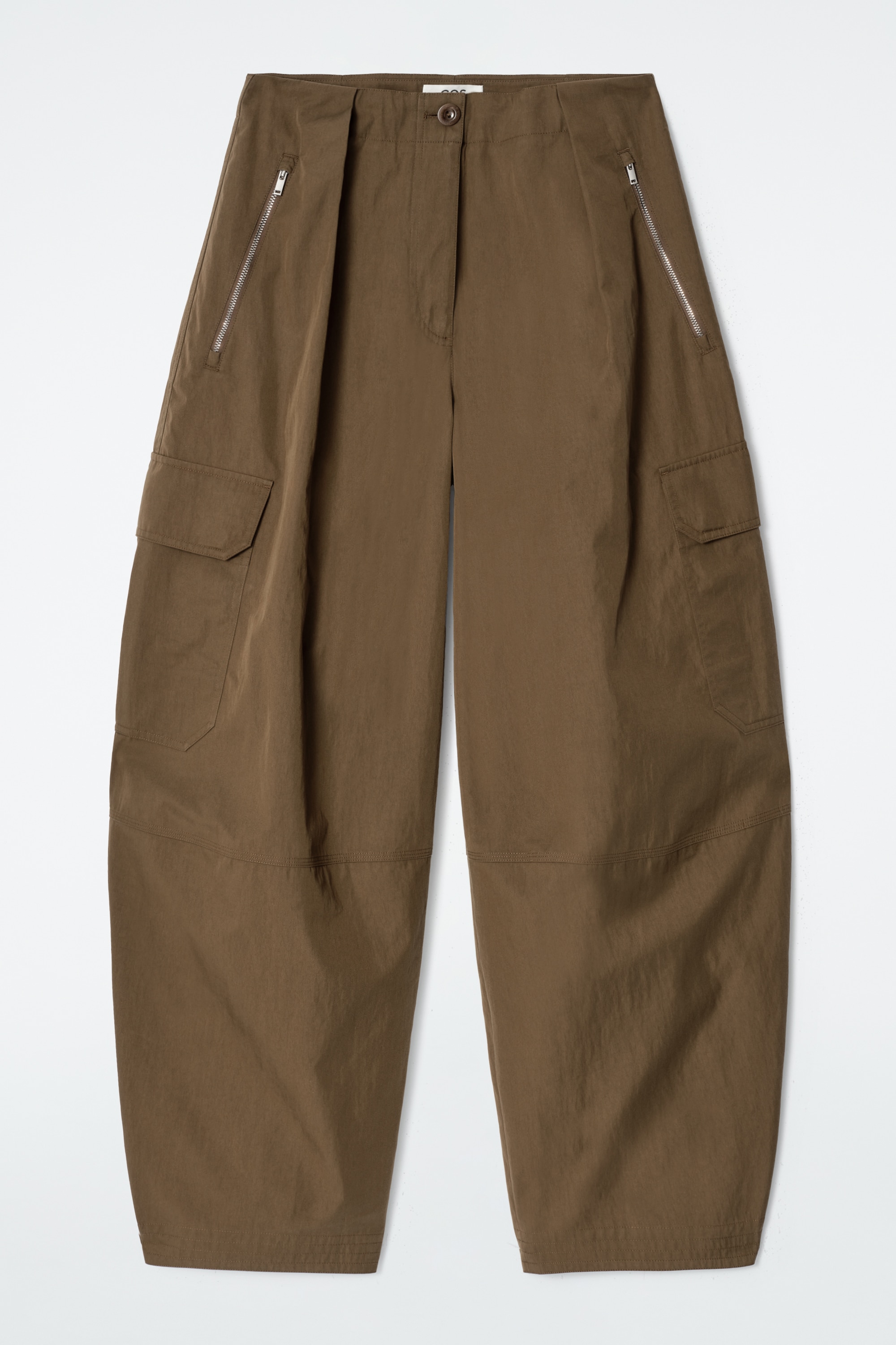 UTILITY BARREL-LEG TROUSERS - BROWN/DARK GREEN