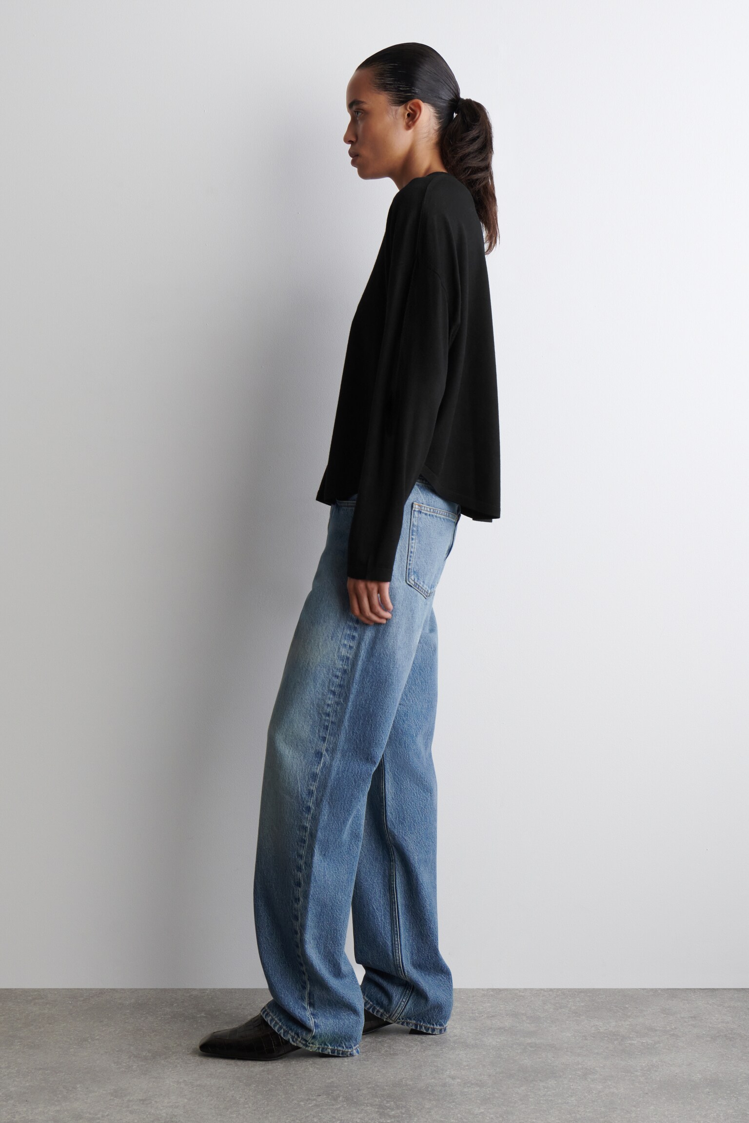 CARDIGAN À OURLET CIRCULAIRE EN LAINE MÉRINOS - NOIR/BRUN ROUILLE/GRIS CHINÉ - 7