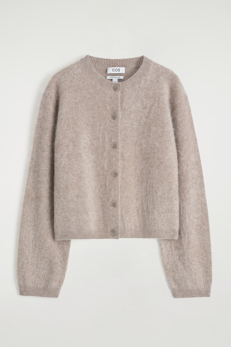 Cos Brushed-cashmere Cardigan In Sand