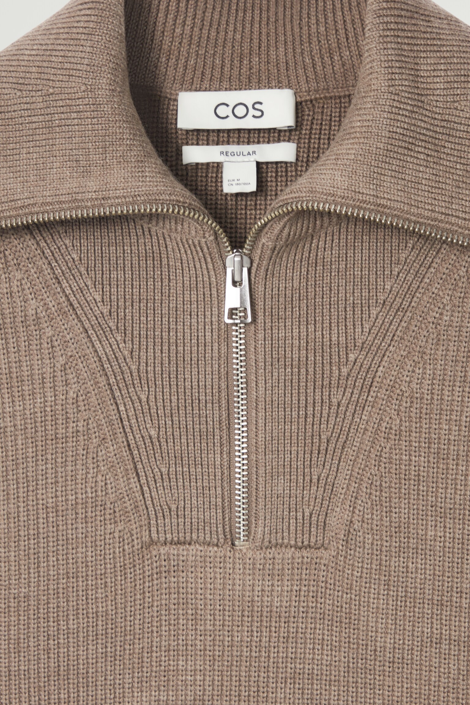 MERINO WOOL HALF-ZIP JUMPER - BEIGE/DARK GREY - 2