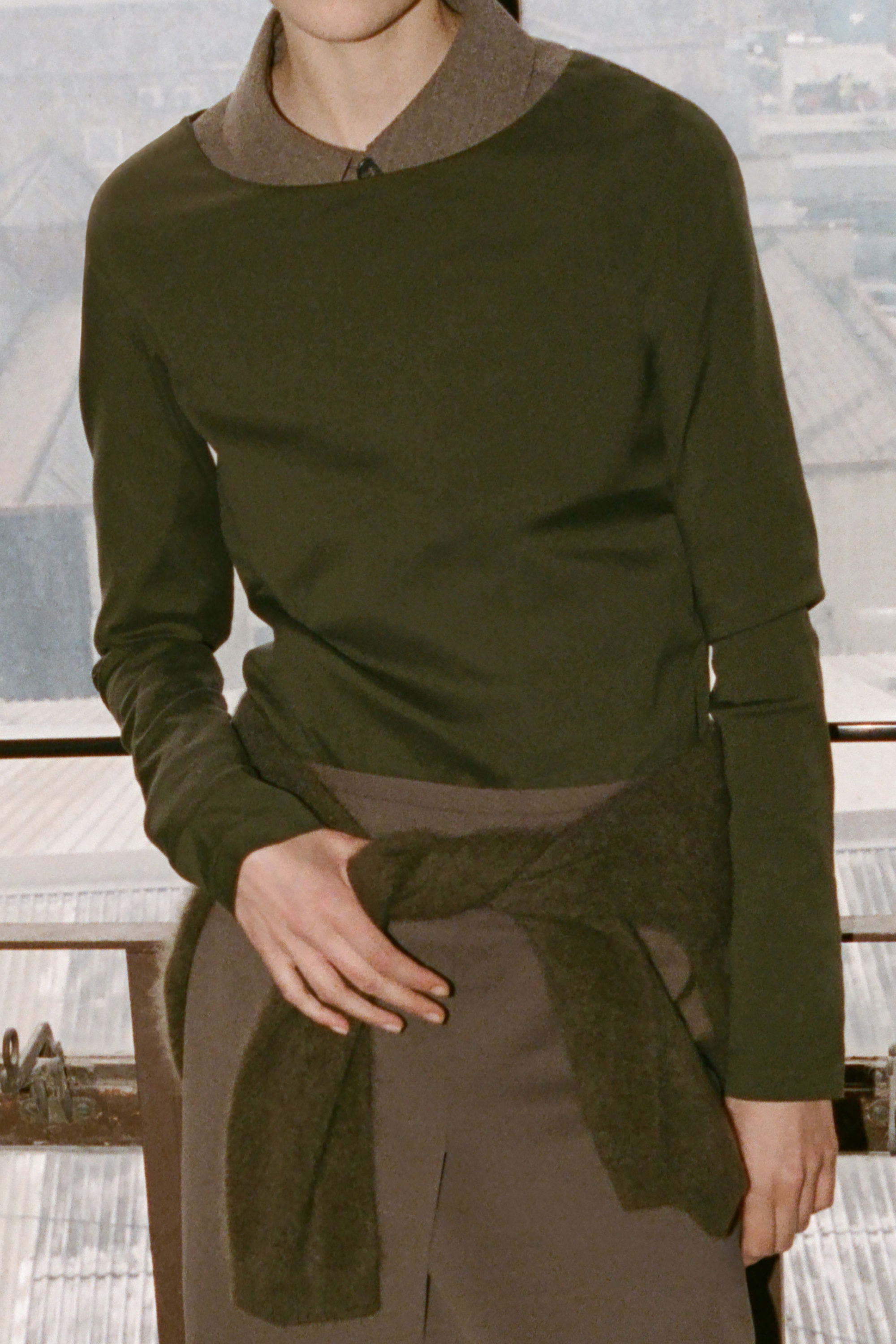 BRUSHED-CASHMERE CREW-NECK CARDIGAN - KHAKI | COS US
