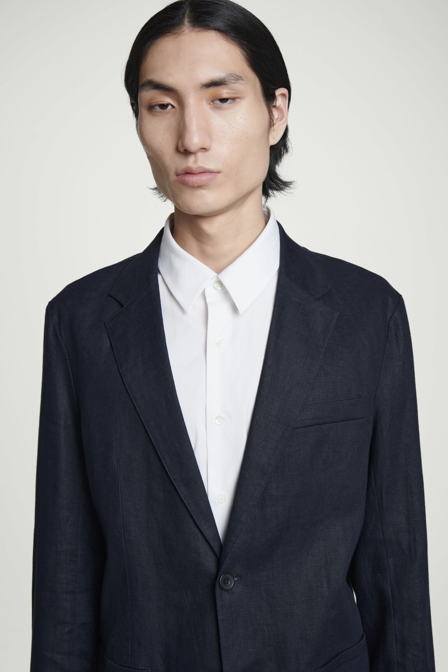 CAMICIA SARTORIALE IN POPELINE DAL TAGLIO SLIM - BIANCO/BLU NAVY/BLU / RIGHE - 5