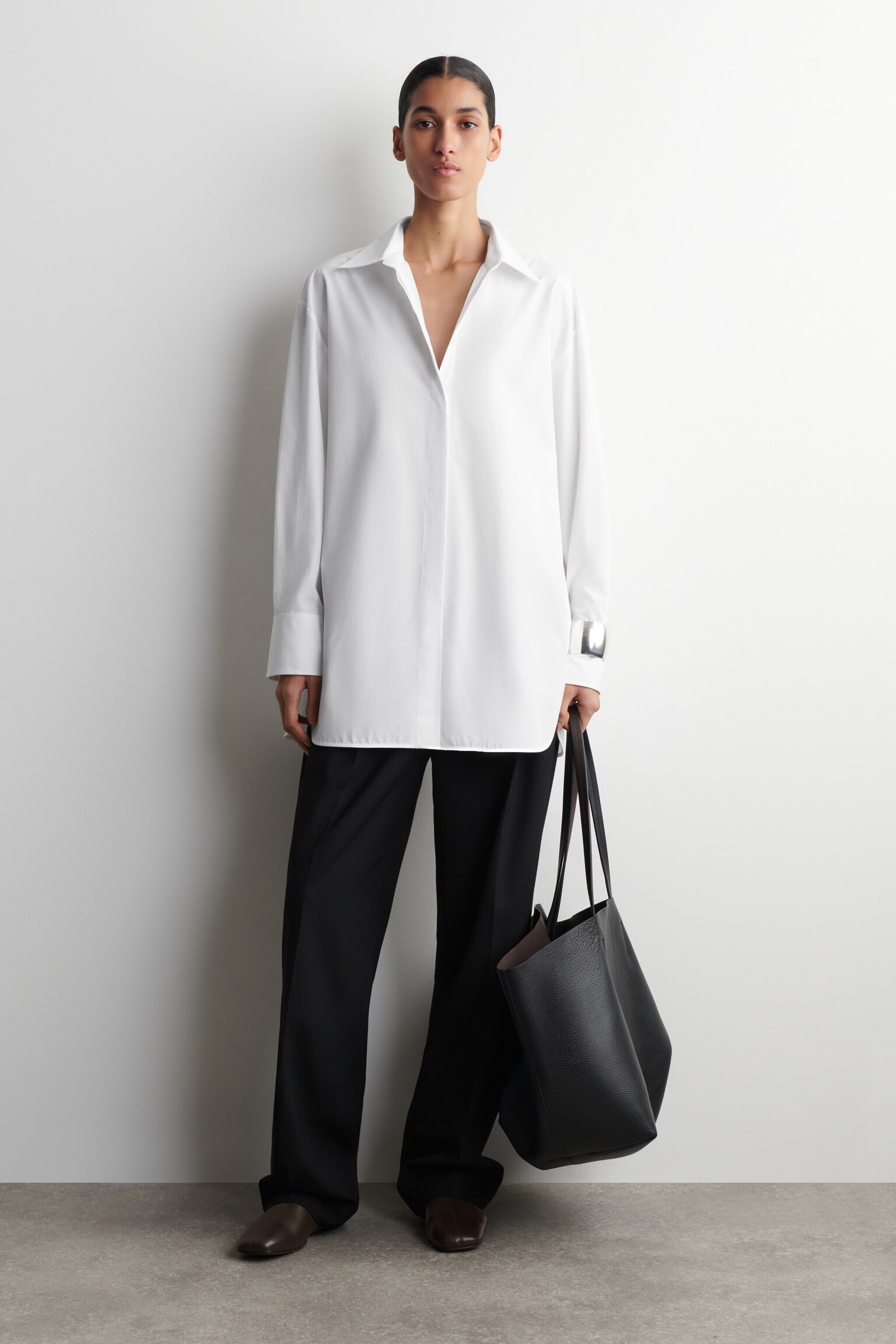 CHEMISE HABILLÉE EN COTON - BLANC/BLEU MARINE - 5