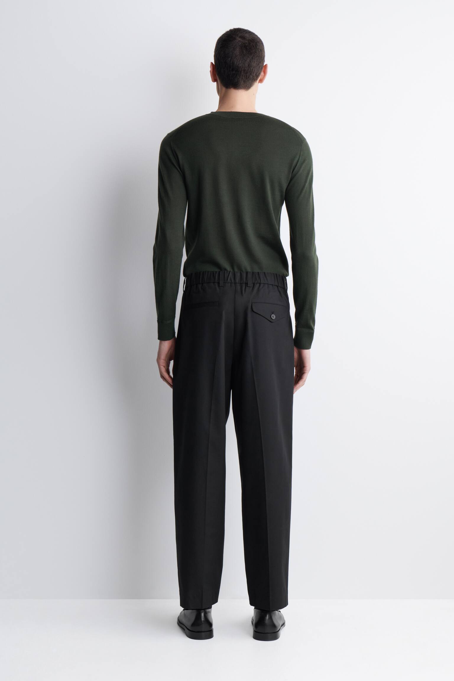 PANTALON FUSEAU DÉCONTRACTÉ À PLIS - NOIR/KAKI - 3