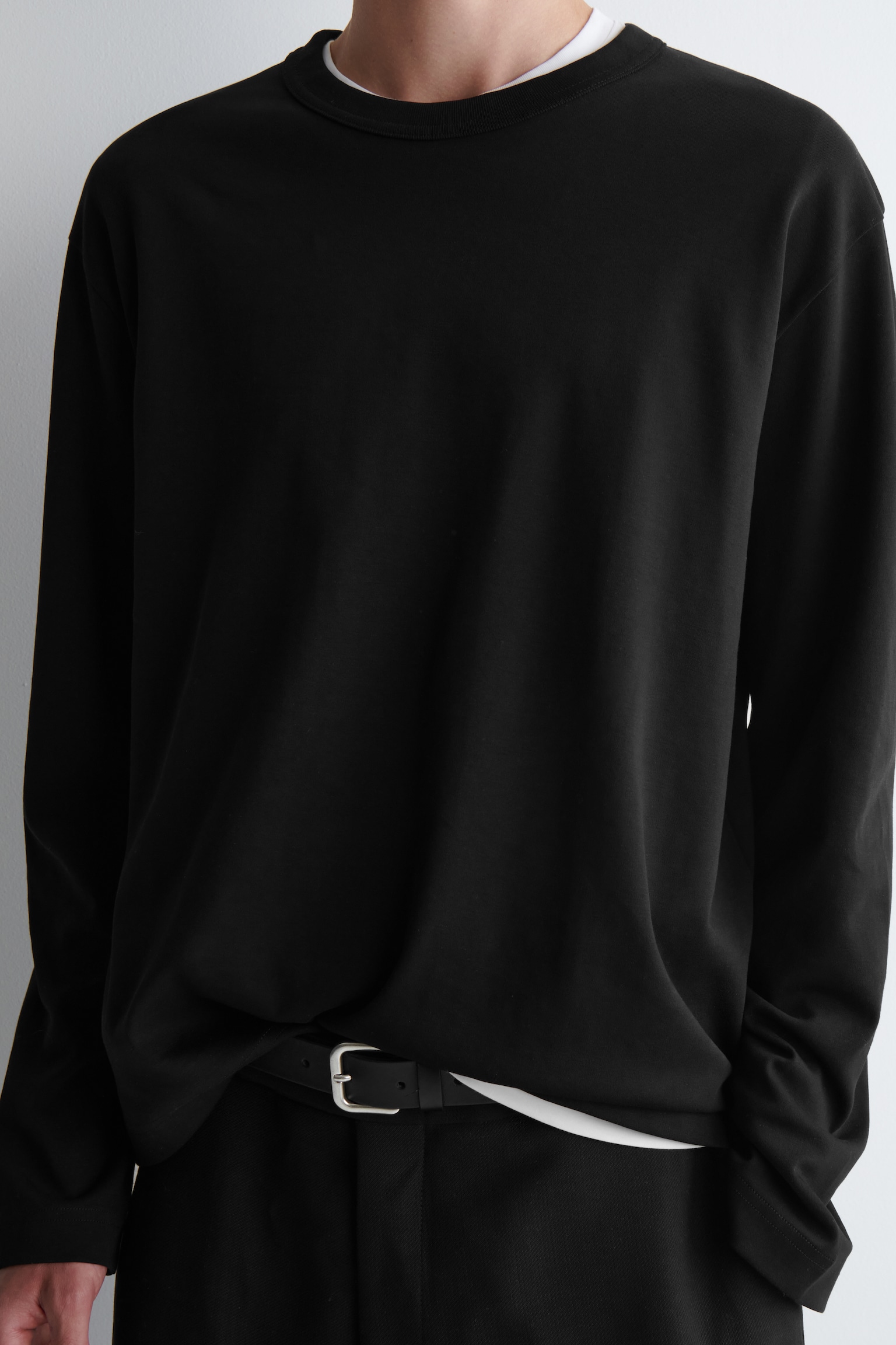 RELAXED JERSEY INTERLOCK LONG-SLEEVED T-SHIRT - BLACK/WHITE/BLUE/RED / WHITE / STRIPED/NAVY/DARK GREEN - 5