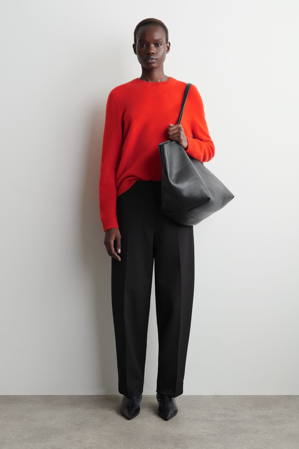 PURE CASHMERE CREW-NECK SWEATER — ORANGE