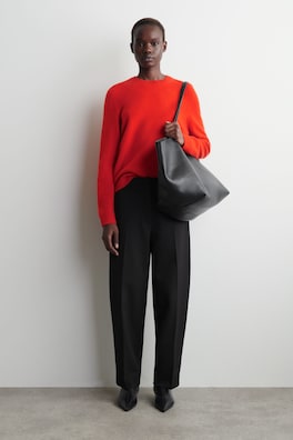 PURE CASHMERE CREW-NECK SWEATER — ORANGE 2