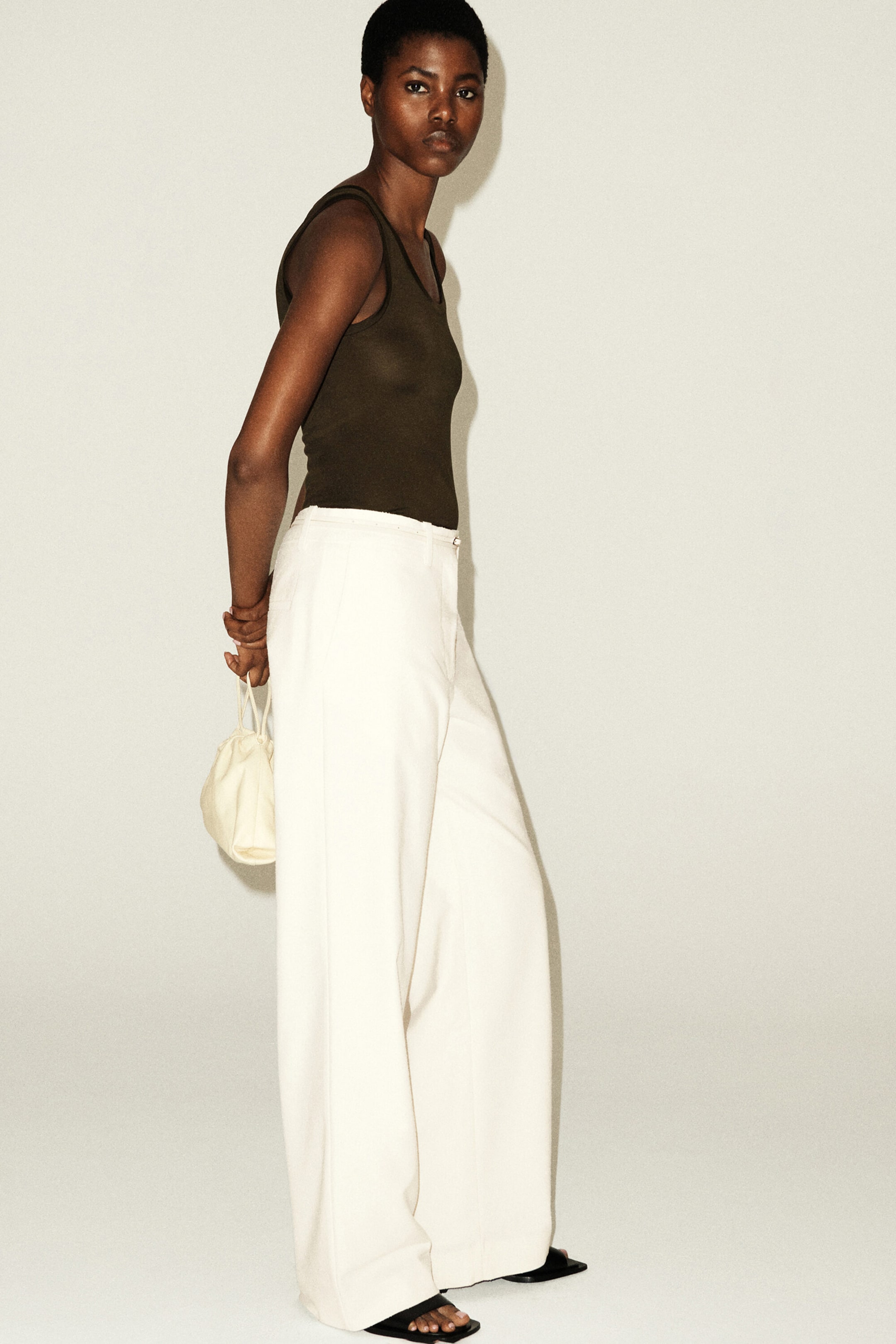 TEXTURED SLIM STRAIGHT-LEG TROUSERS