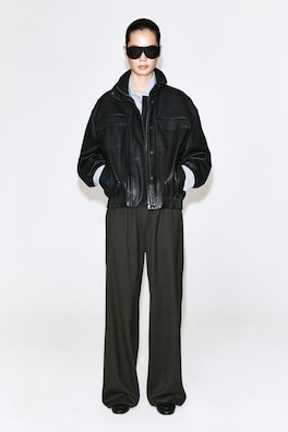 WOOL-BLEND WIDE-LEG PANTS — DARK GRAY 3