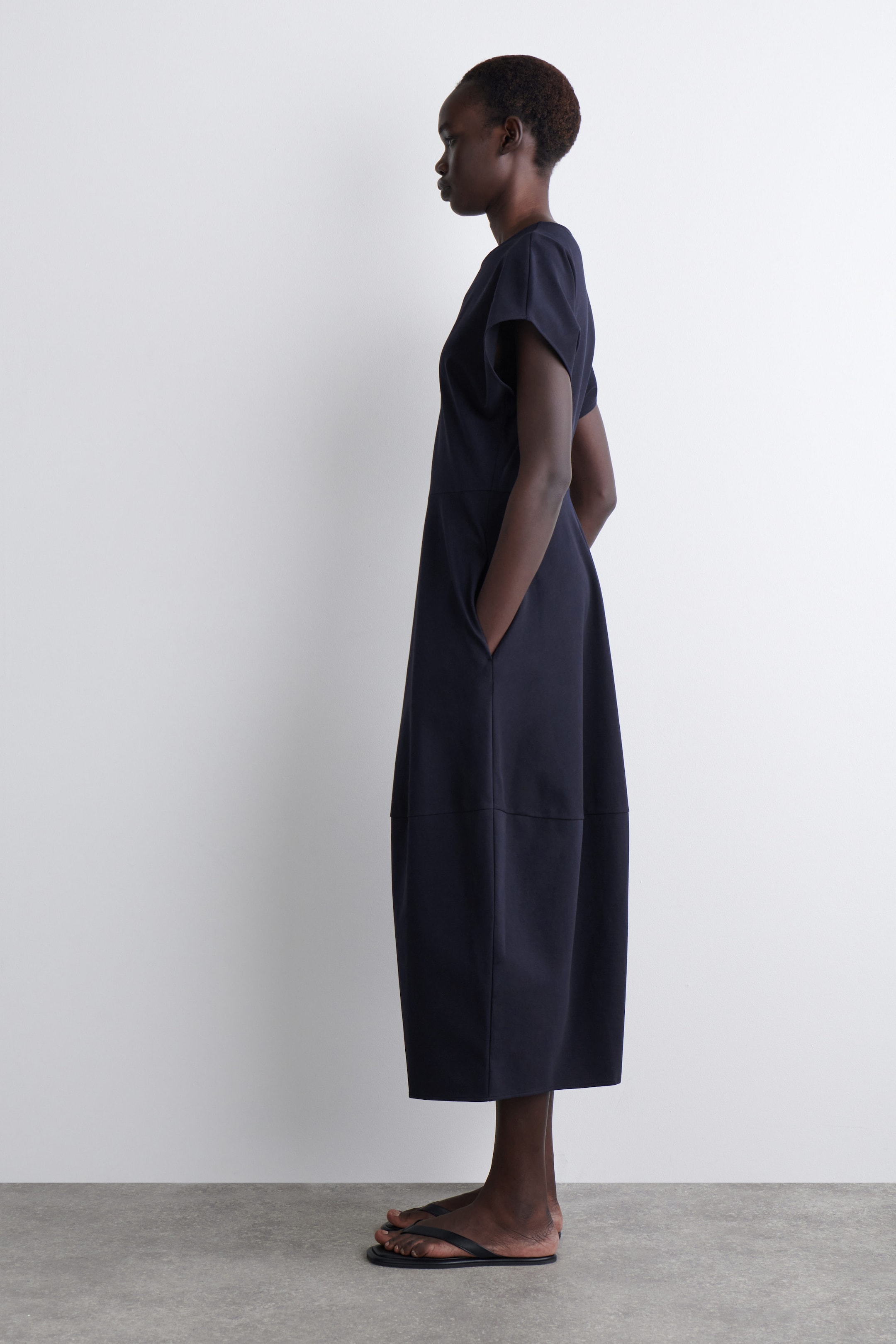 SCULPTED COTTON MIDI DRESS