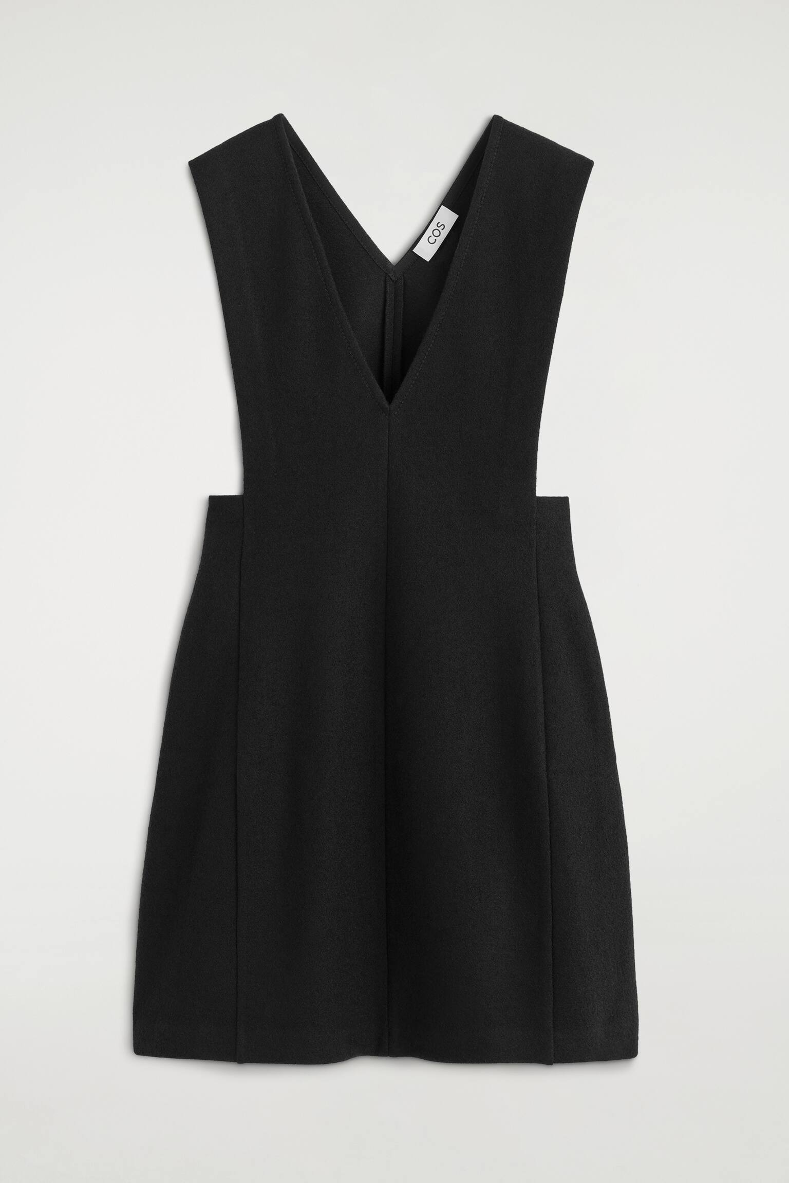 ROBE CHASUBLE COURTE EN MÉLANGE DE LAINE BOUILLIE - NOIR - 1