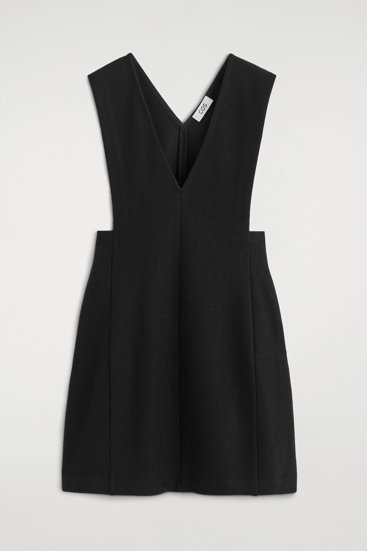 BOILED WOOL-BLEND MINI PINAFORE DRESS — BLACK