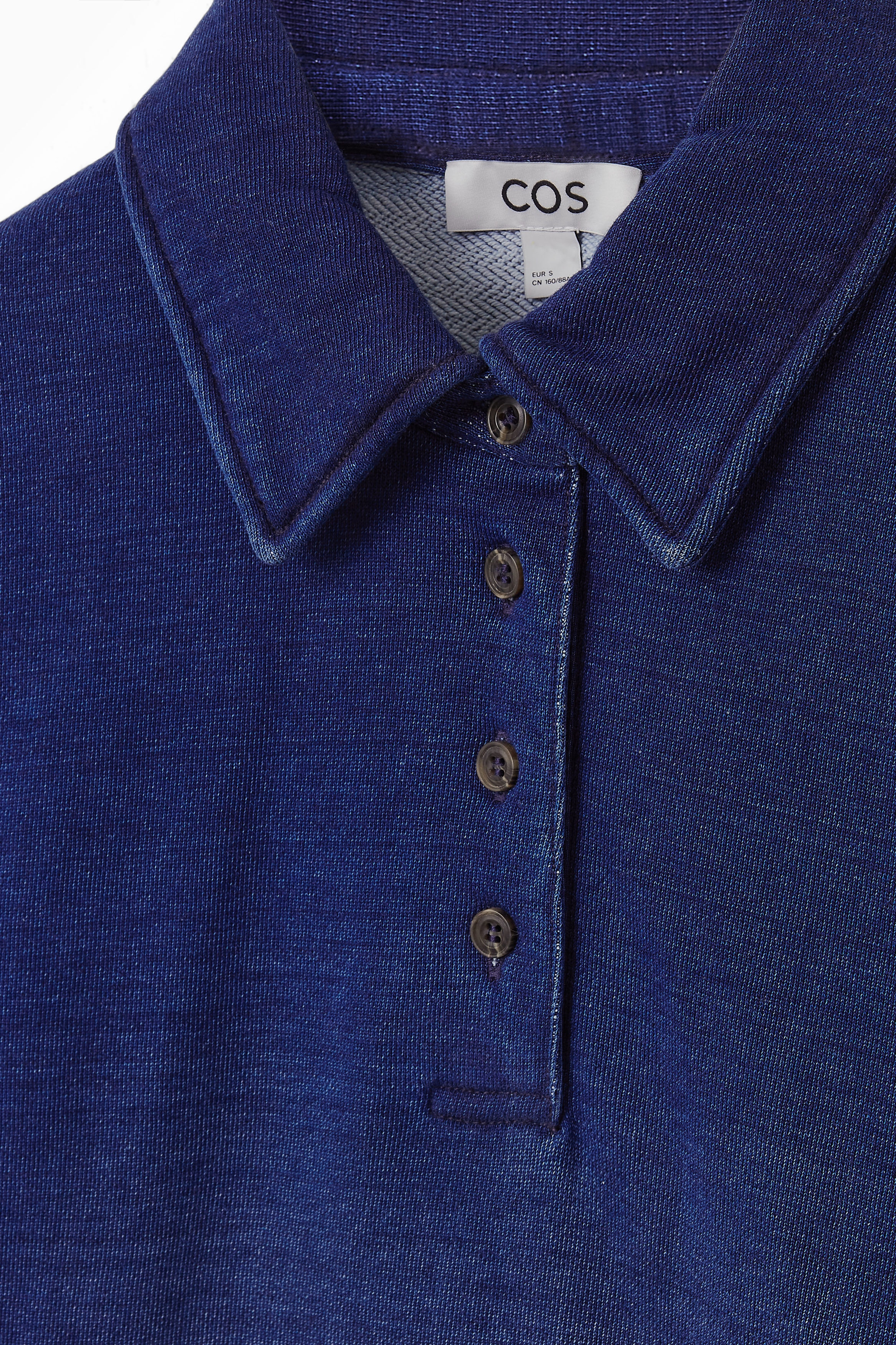 トップス is-ness 23SS KNITTED BIG POLO indigo L COLLARED POLO SWEATSHIRT - INDIGO | COS