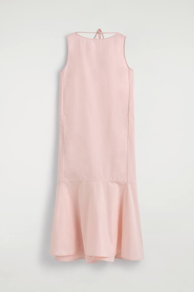 MIDIKLEID AUS BAUMWOLLE MIT ABGESETZTEM SAUM - HELLROSA/SCHWARZ - 1