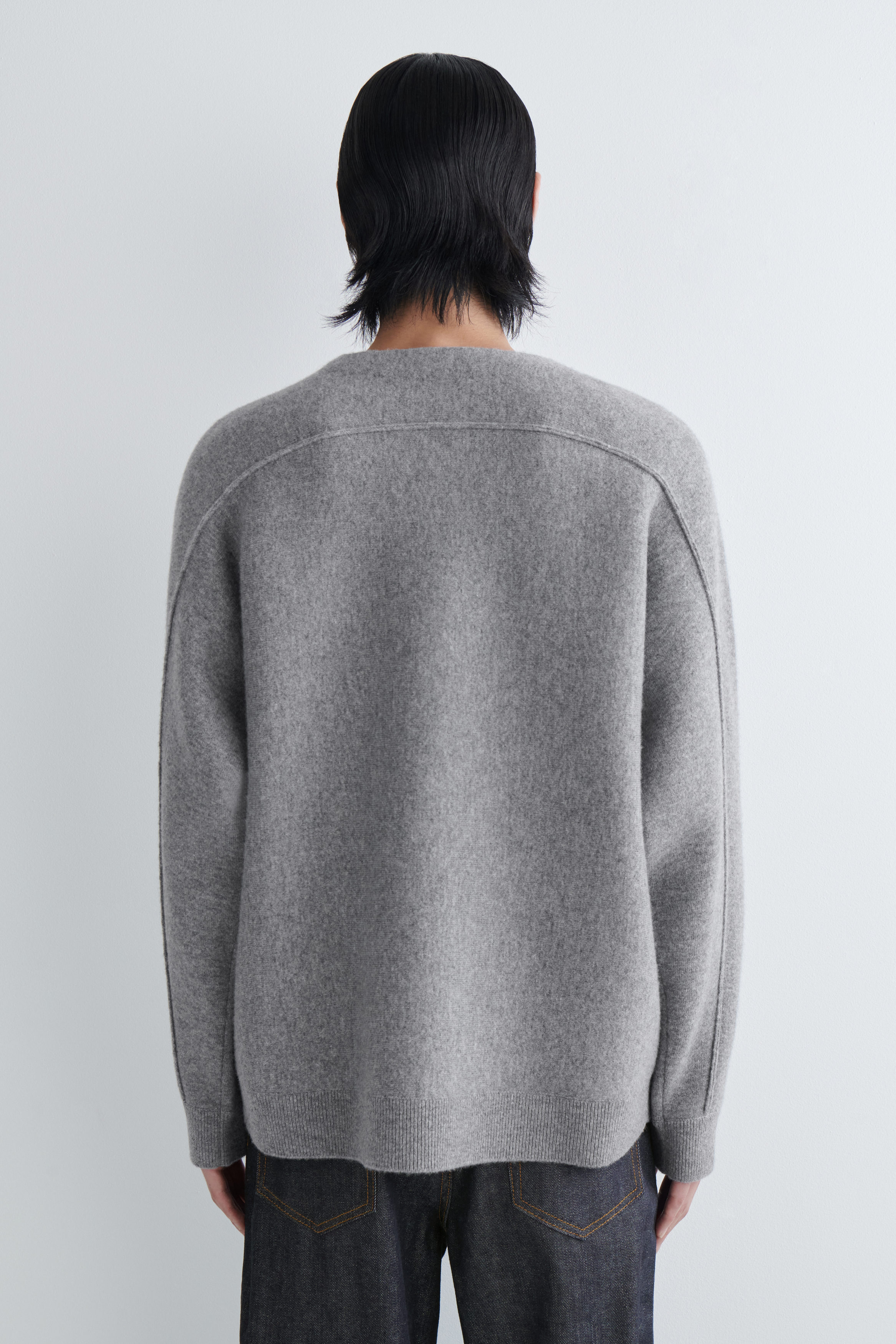 DOUBLE-FACED MERINO WOOL HENLEY SWEATER - GRAY | COS US