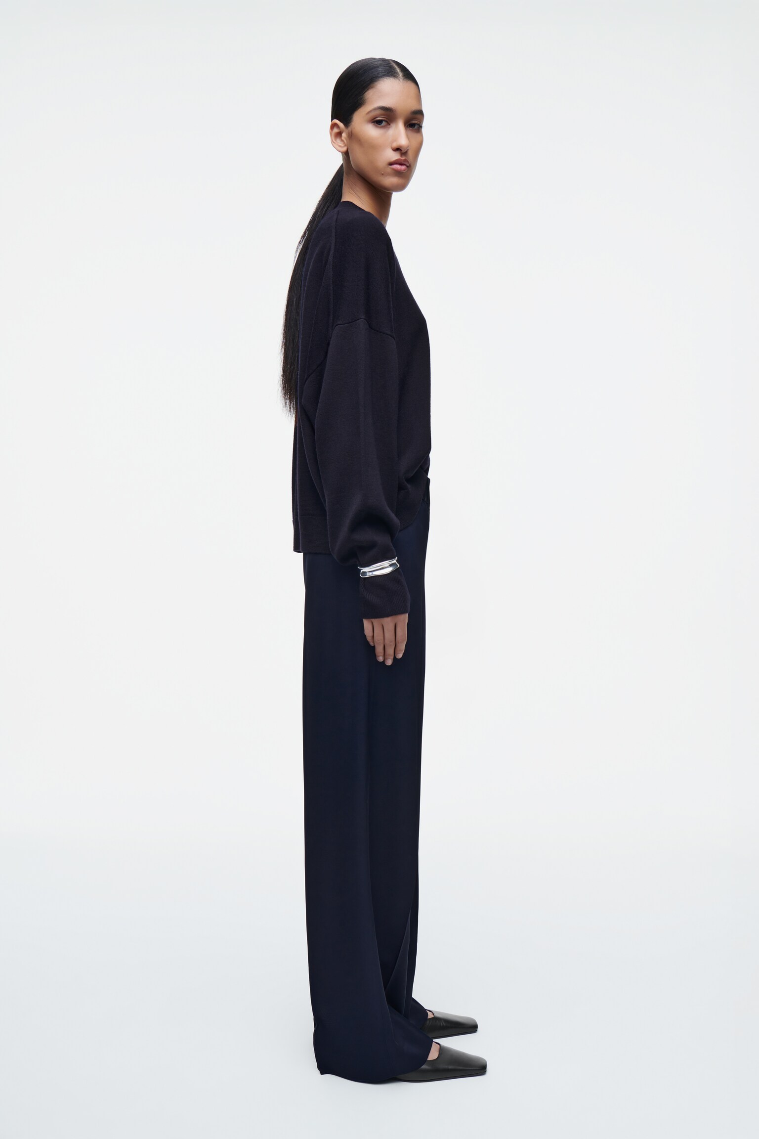 PANTALON DROIT À TAILLE AJUSTABLE - BLEU MARINE/KAKI FONCÉ - 7