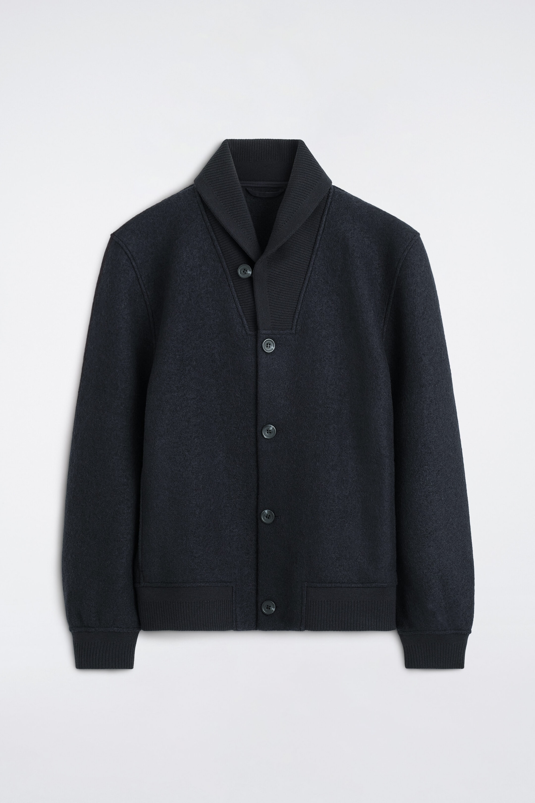BOILED WOOL SHAWL-COLLAR JACKET