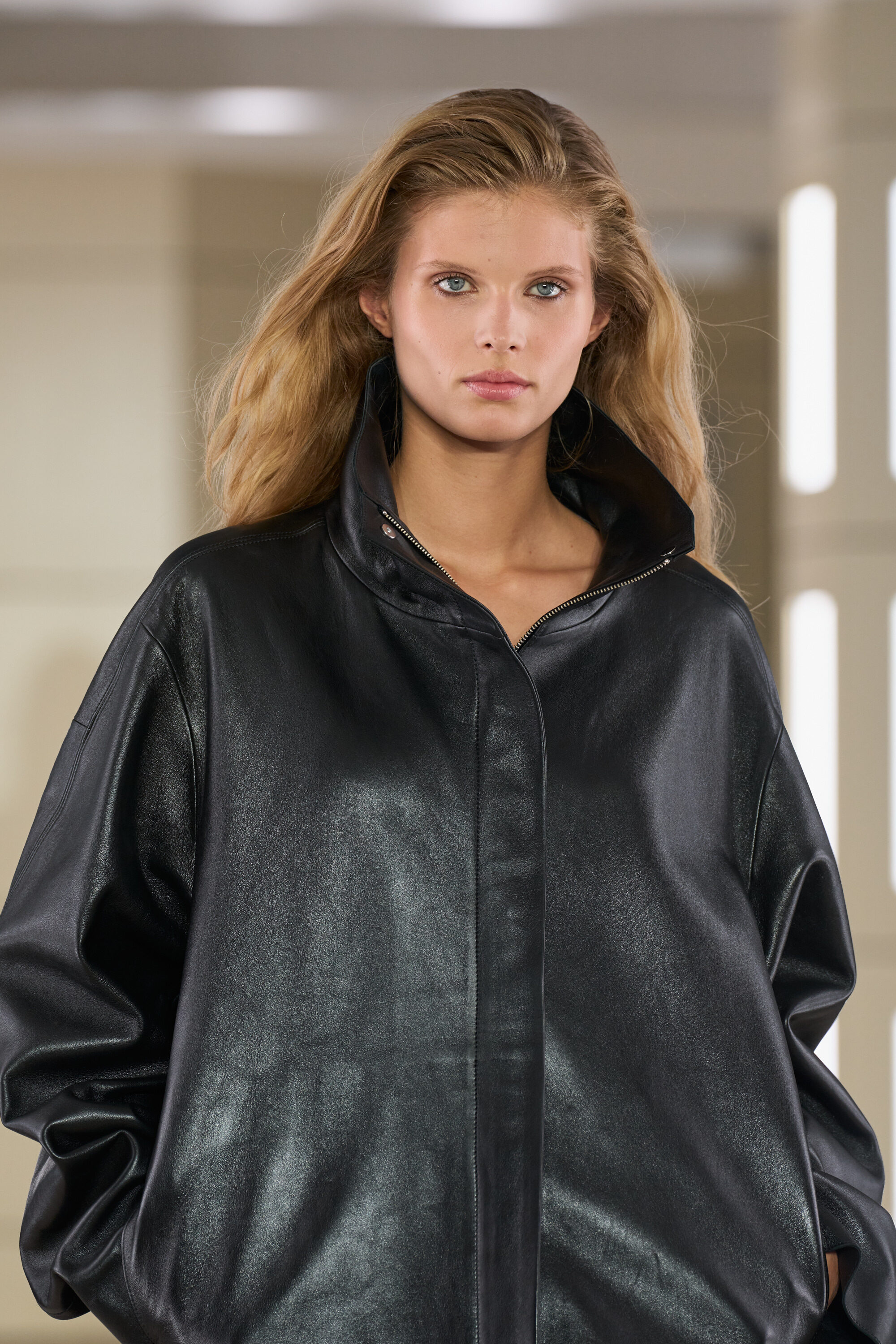 LEATHER MOCK-NECK JACKET - BLACK | COS US