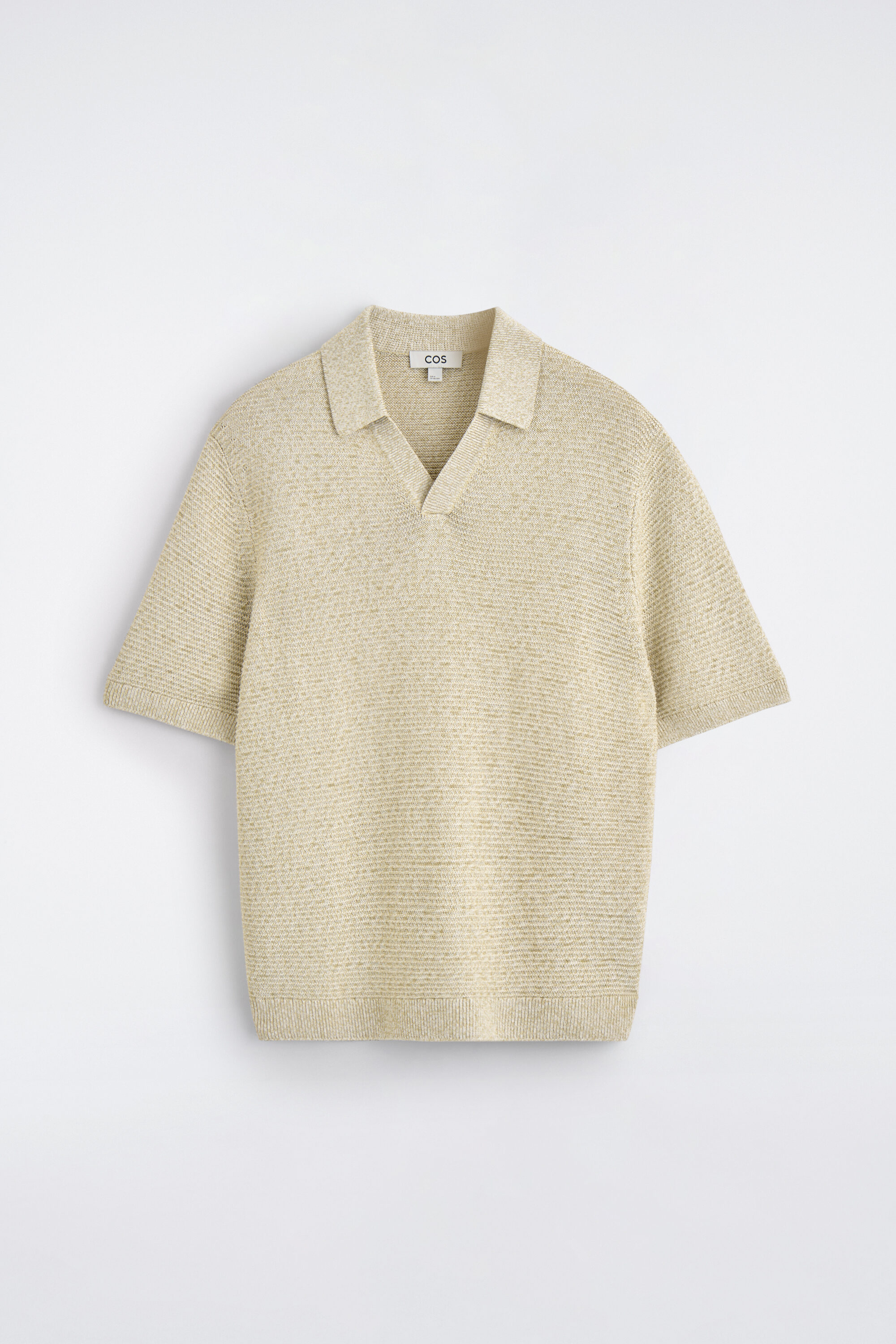 OPEN-KNIT POLO SHIRT - LIGHT-BEIGE MÉLANGE | COS CA