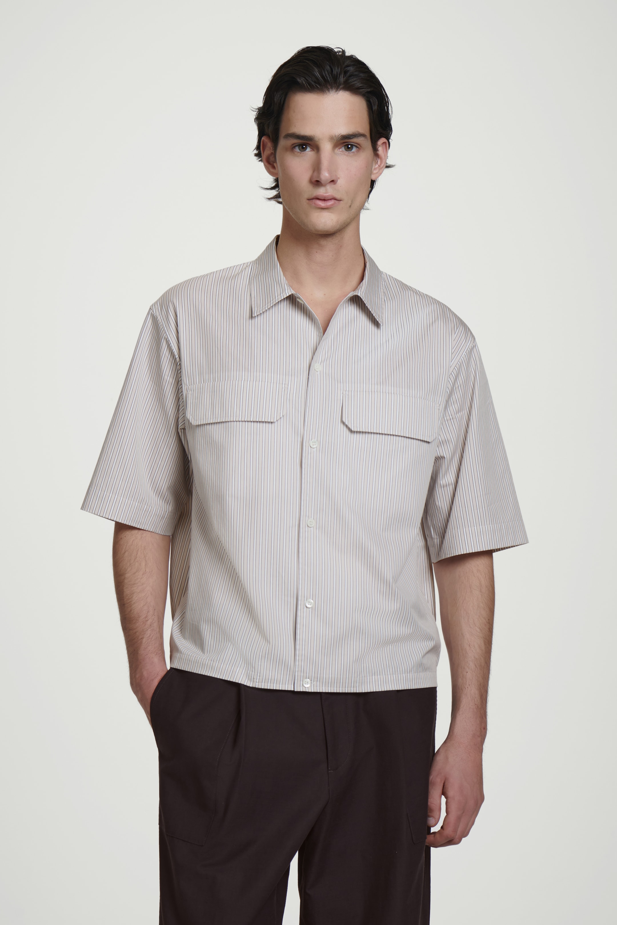 Ingrandisci l'immagine: RELAXED FLAP-POCKET UTILITY SHIRT - MOLE / PINK / STRIPED - UOMO | H&M CH 1