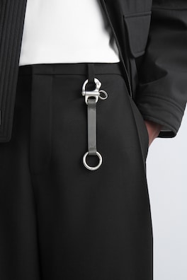 DOUBLE-ENDED LEATHER LANYARD — GREY 1