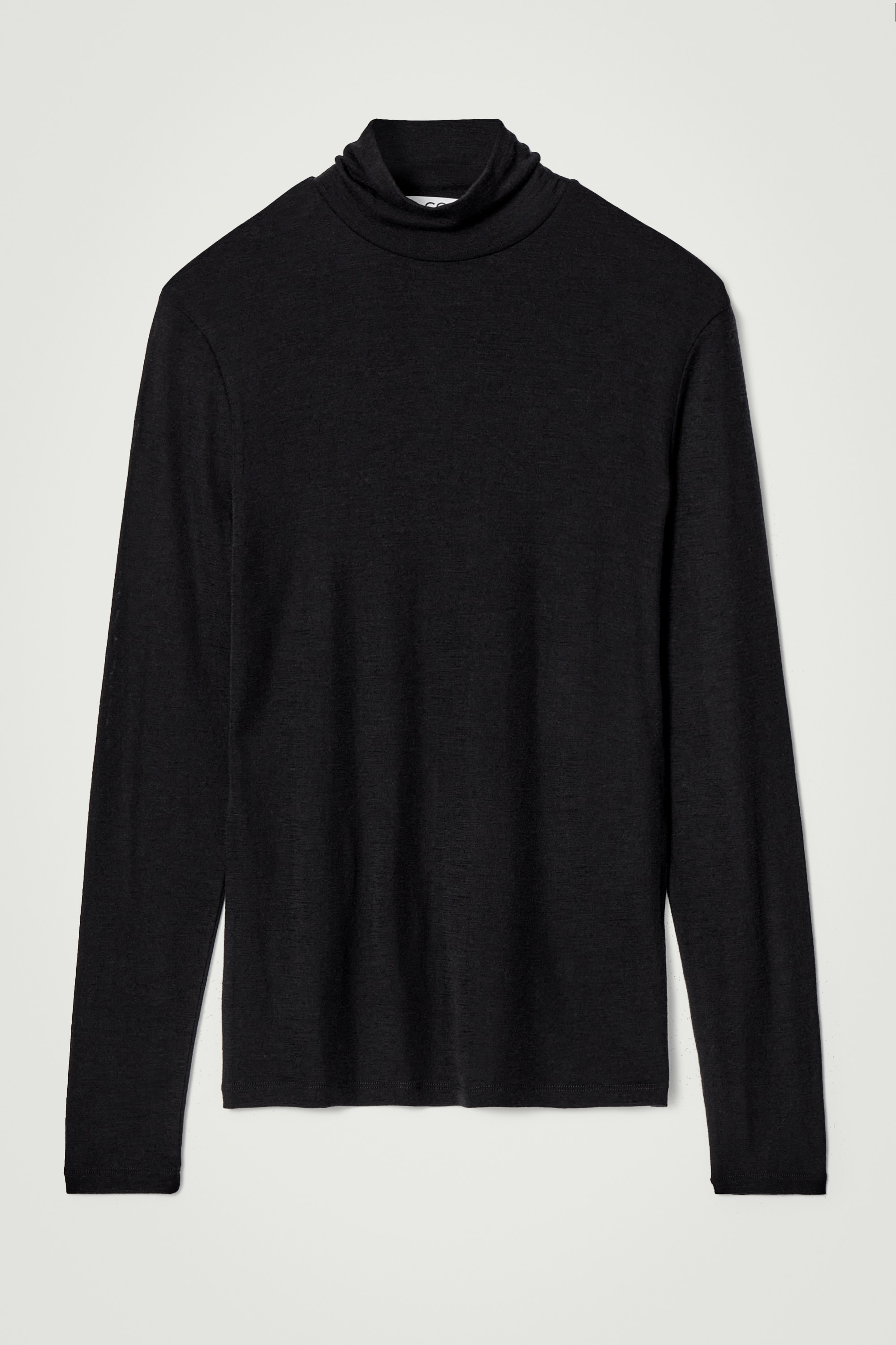 SLIM WOOL-JERSEY ROLL-NECK TOP - BLACK/DARK GREY/DARK BROWN