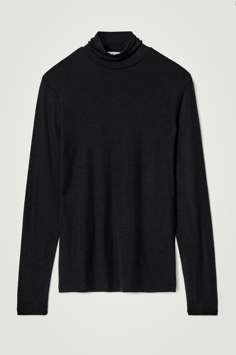 Slim Wool-Jersey Turtle-Neck Top