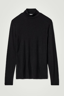 SLIM WOOL-JERSEY ROLLNECK TOP — BLACK 7