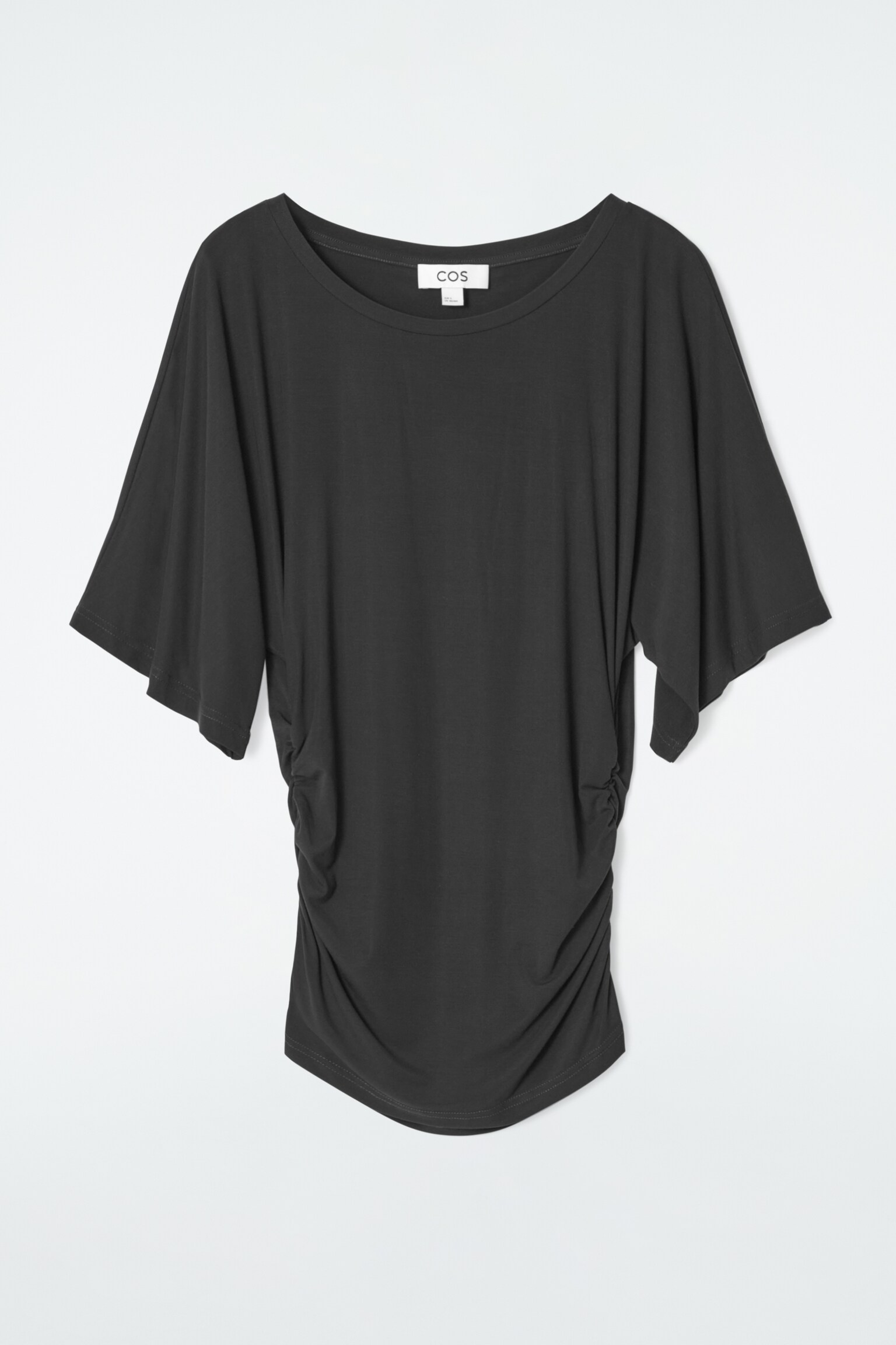 RUCHED JERSEY T-SHIRT - BLACK/BURGUNDY - 1